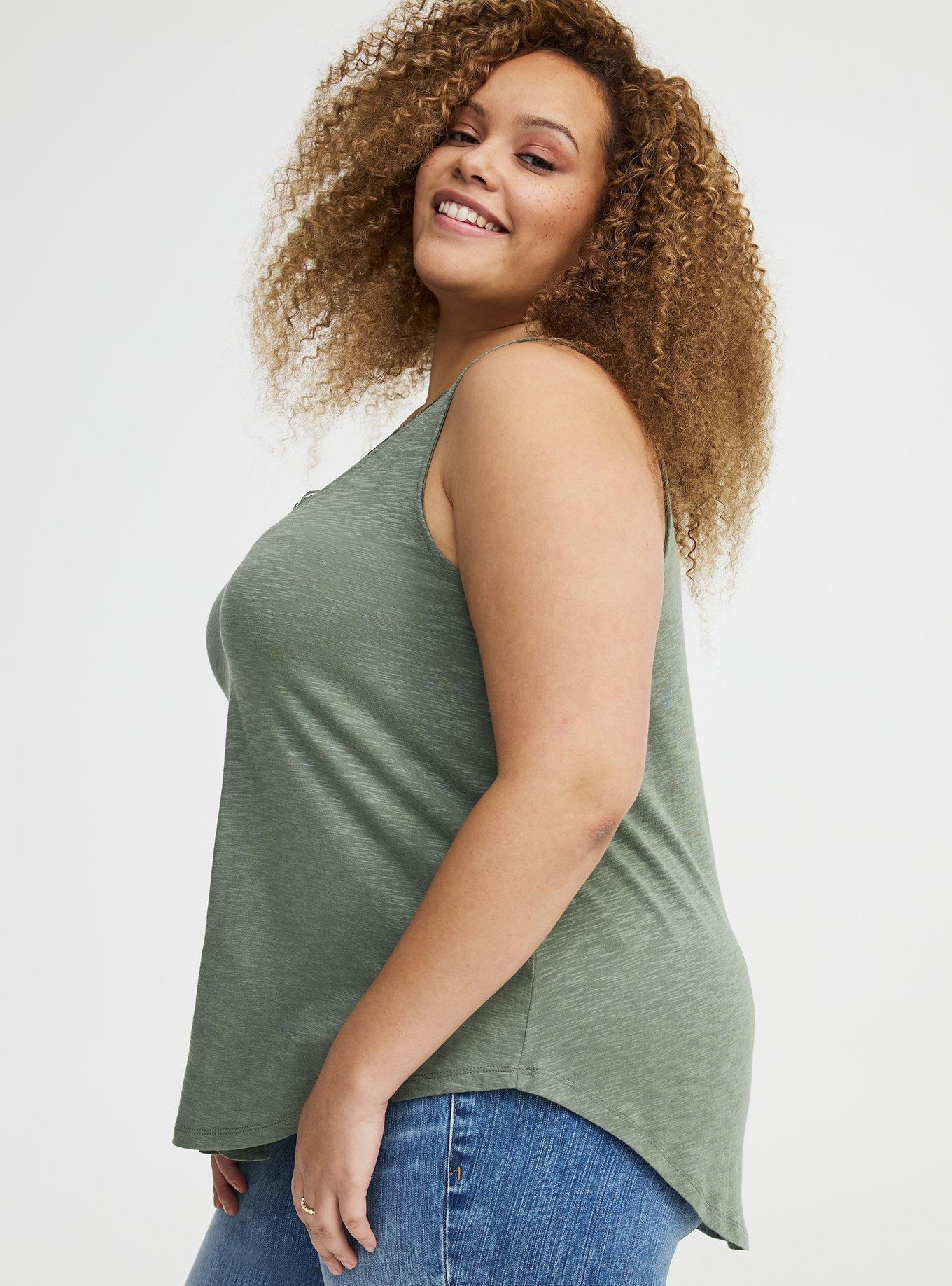 Lace Trim Swing Tank, AGAVE GREEN, alternate