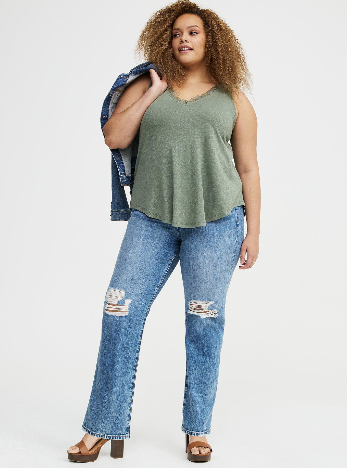 Lace Trim Swing Tank, AGAVE GREEN, alternate