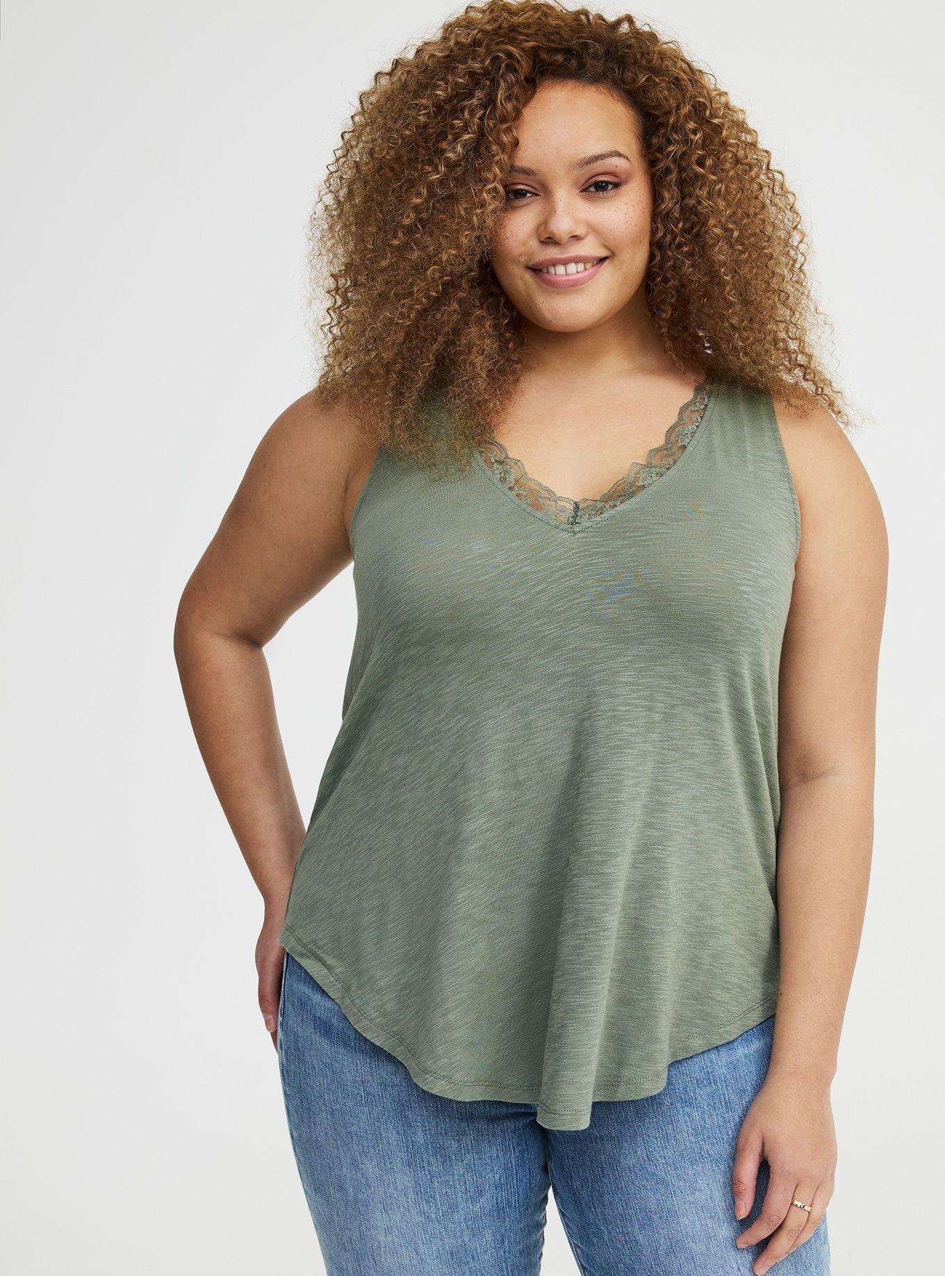 Lace Trim Swing Tank, AGAVE GREEN, hi-res
