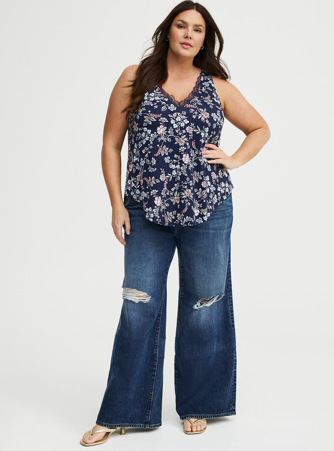 Lace Trim Swing Tank, TENDER JACOBEAN NAVY, alternate