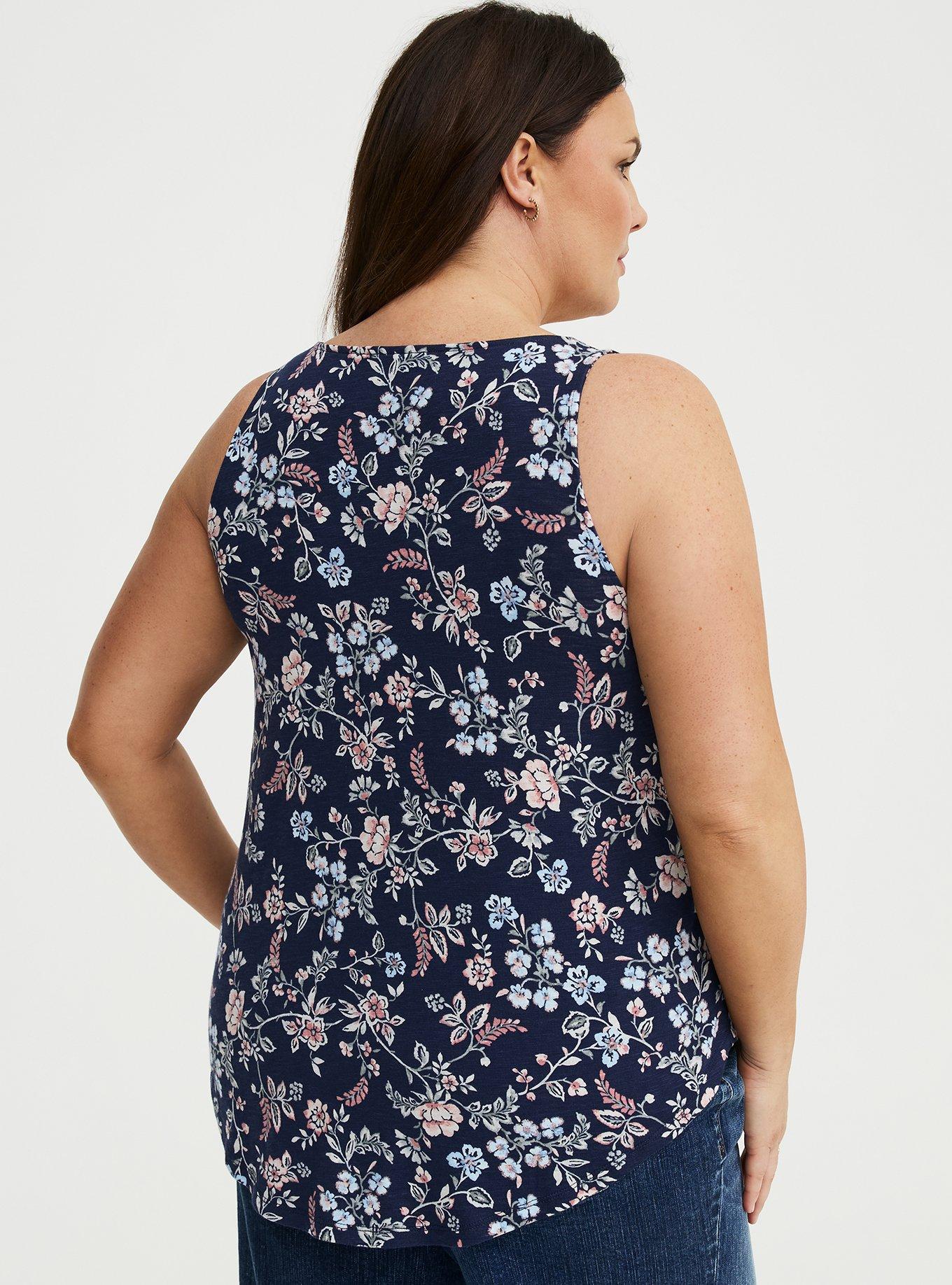 Lace Trim Swing Tank, TENDER JACOBEAN NAVY, alternate