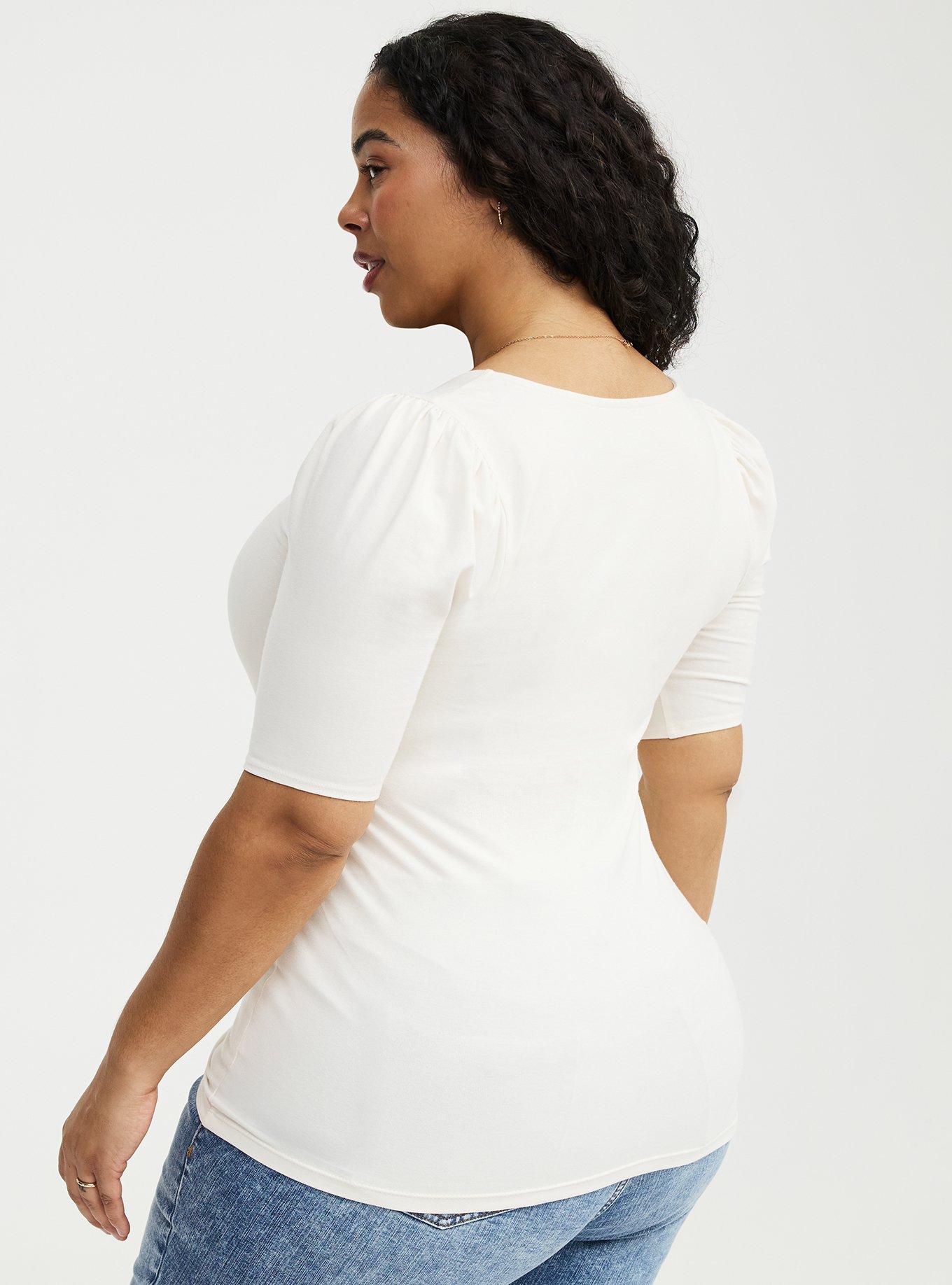 Foxy Puff Sleeve V-Wire Top, WHISPER WHITE, alternate