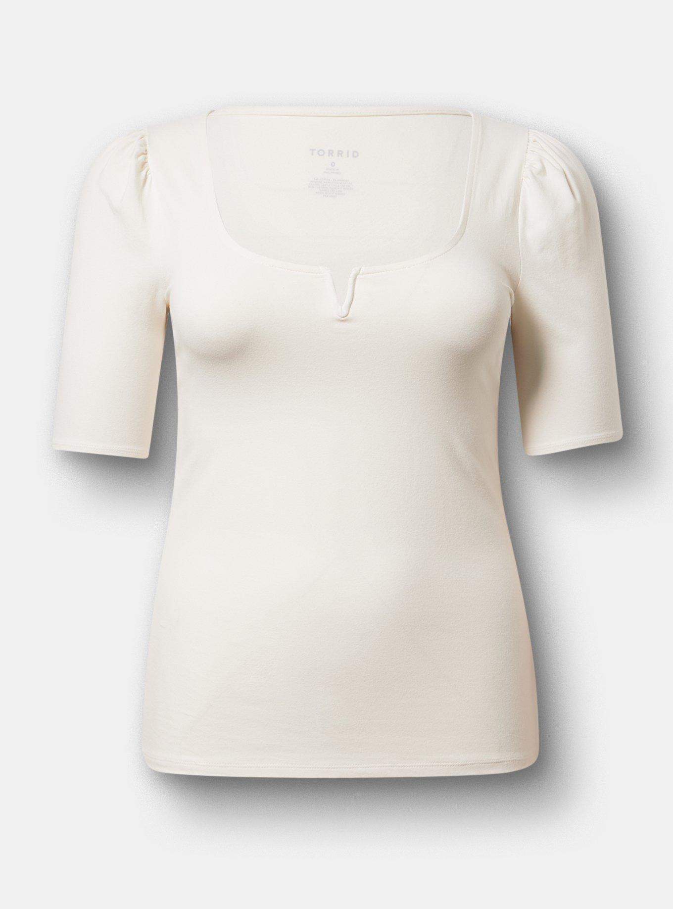 Foxy Puff Sleeve V-Wire Top, WHISPER WHITE, hi-res