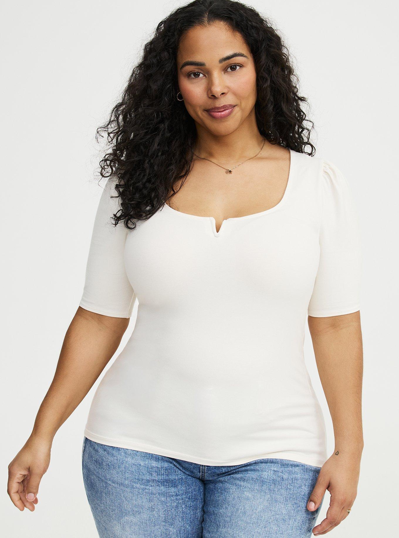 Foxy Puff Sleeve V-Wire Top, WHISPER WHITE, hi-res