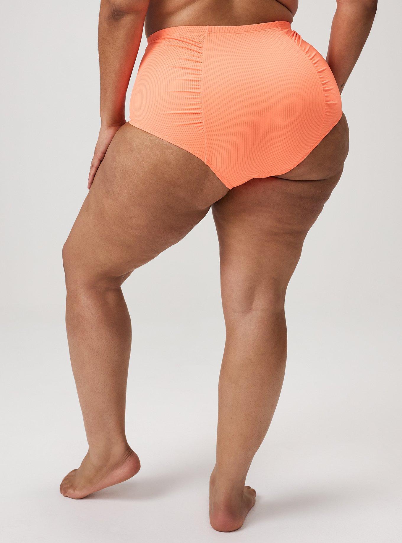 High-Rise Ruched Cheeky Bottom, BRIGHT NEON ORANGE, alternate