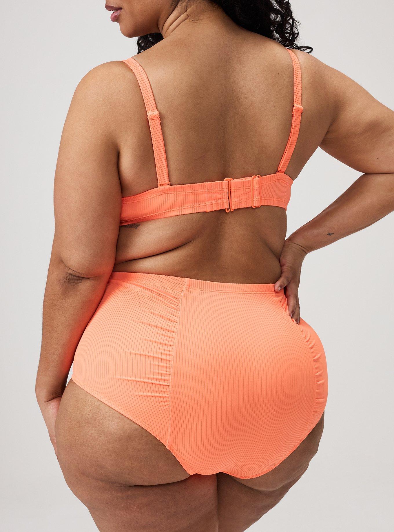 High-Rise Ruched Cheeky Bottom, BRIGHT NEON ORANGE, alternate