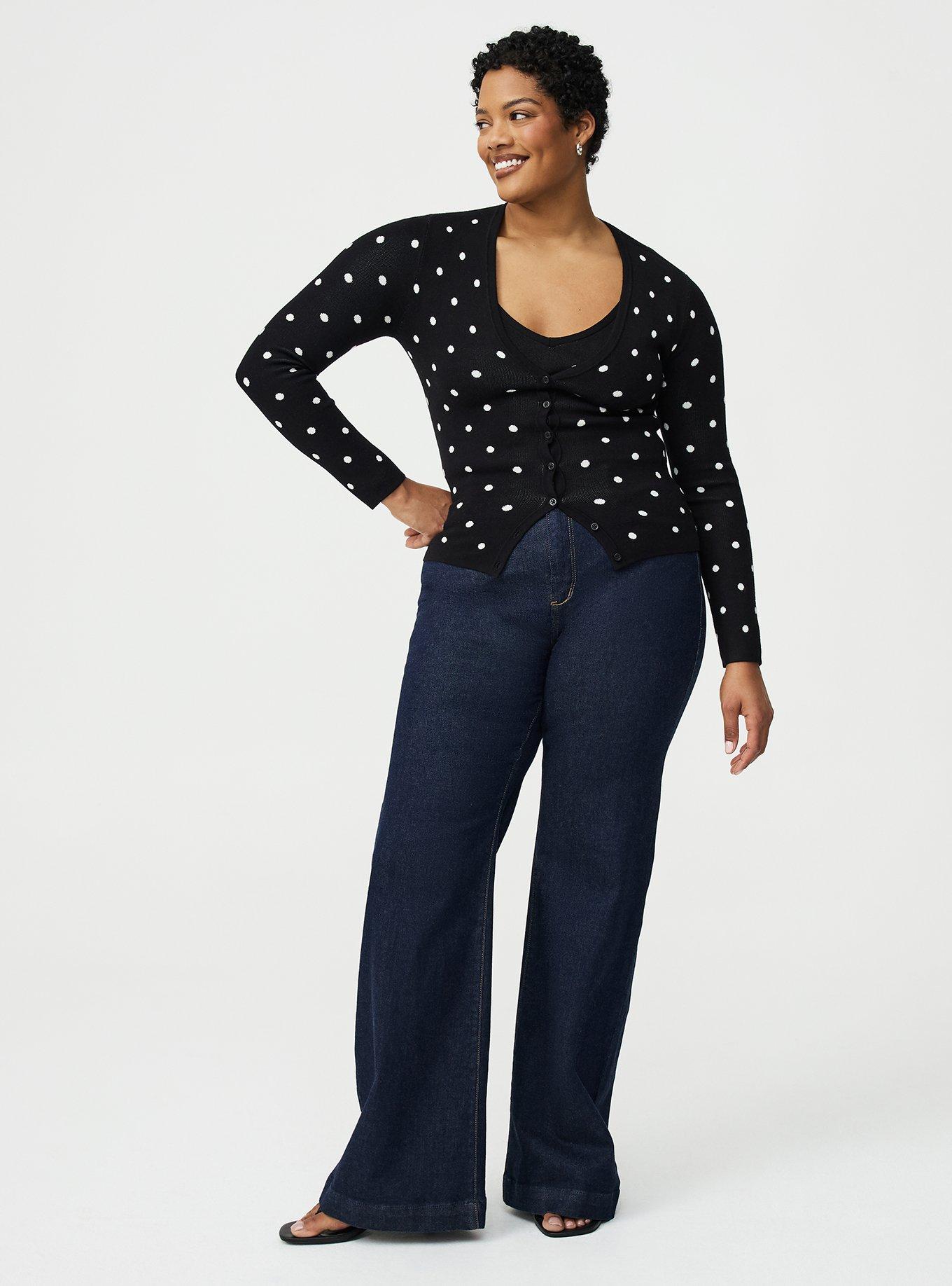 Jacquard Button-Down Cardigan, JUMPER DOTS BLACK, alternate