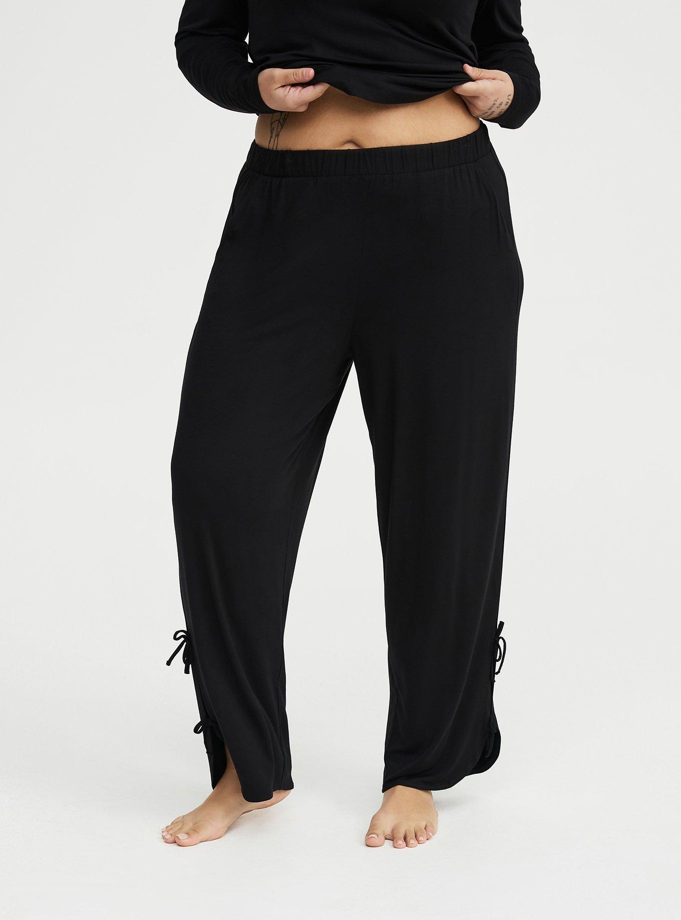 Super Soft Jersey Tie Side Lounge Pant, DEEP BLACK, alternate
