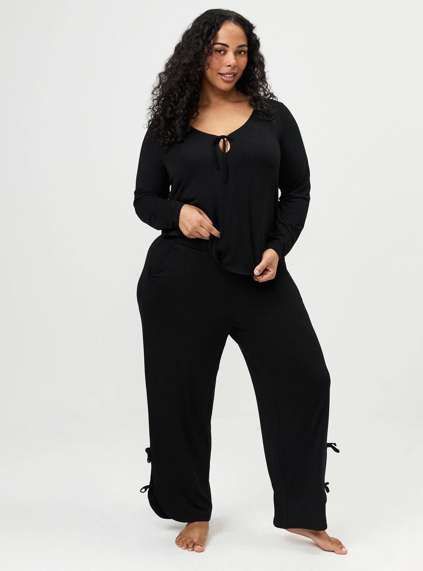 Super Soft Jersey Tie Side Lounge Pant, DEEP BLACK, alternate
