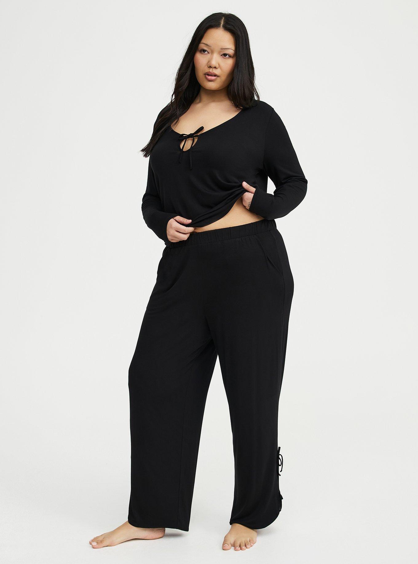 Super Soft Jersey Tie Side Lounge Pant, DEEP BLACK, hi-res