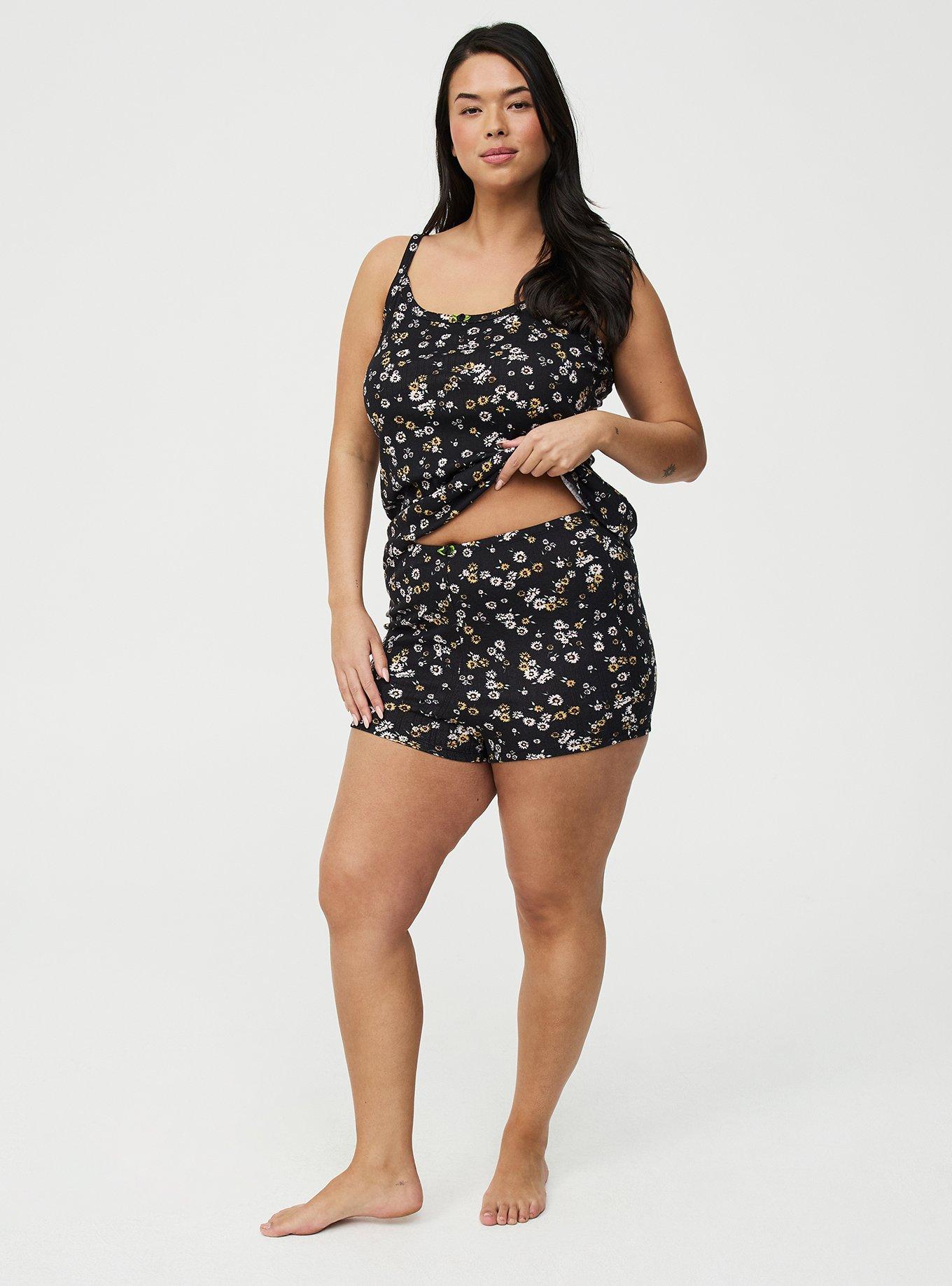 Pointelle Sleep Shortie, DAISY DITSY BLACK, hi-res