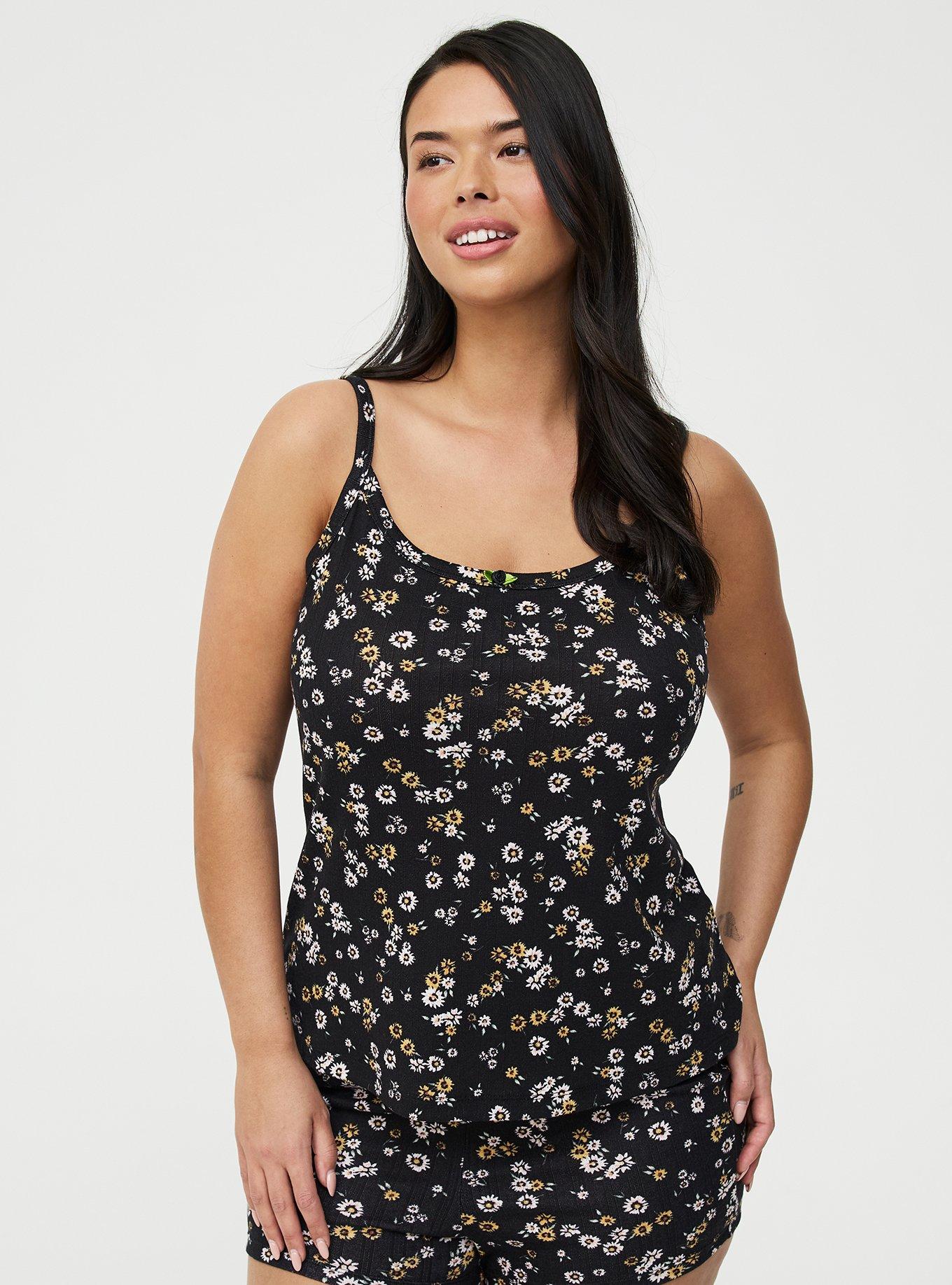 Pointelle Sleep Cami, DAISY DITSY BLACK, hi-res