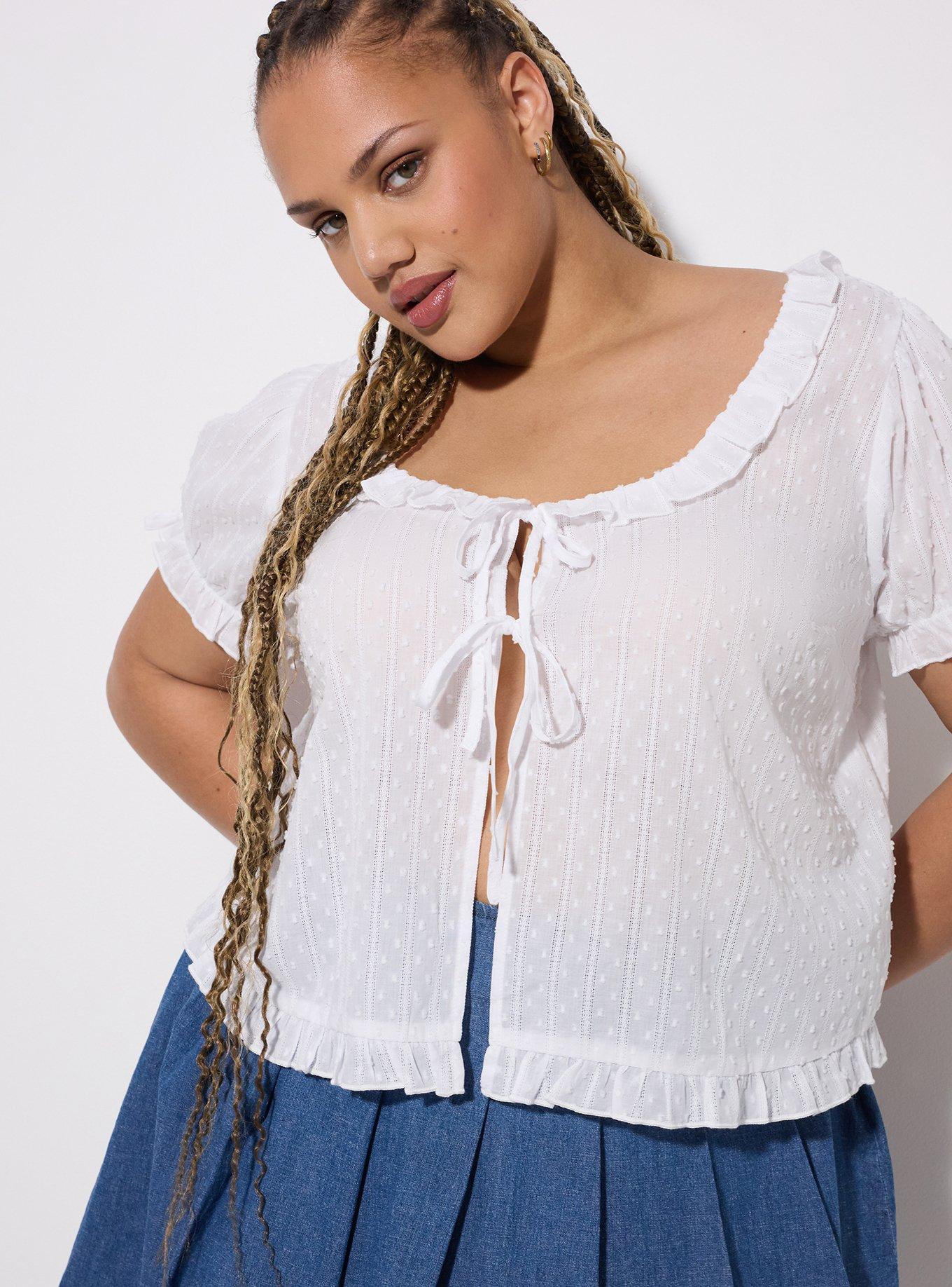 LoveSick Ruffle Detail Tie Front Top, BRIGHT WHITE, alternate