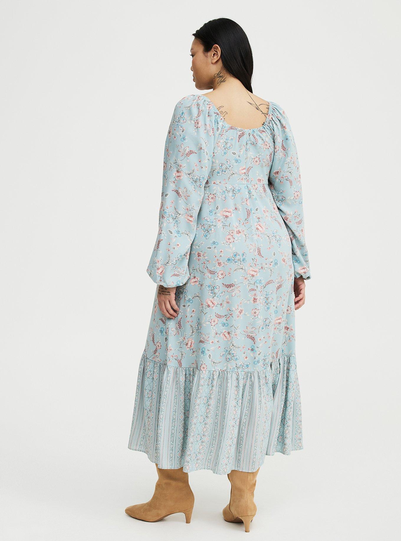 Blouson Sleeve Tiered Maxi Dress, TENDER JACOBEAN MINT, alternate