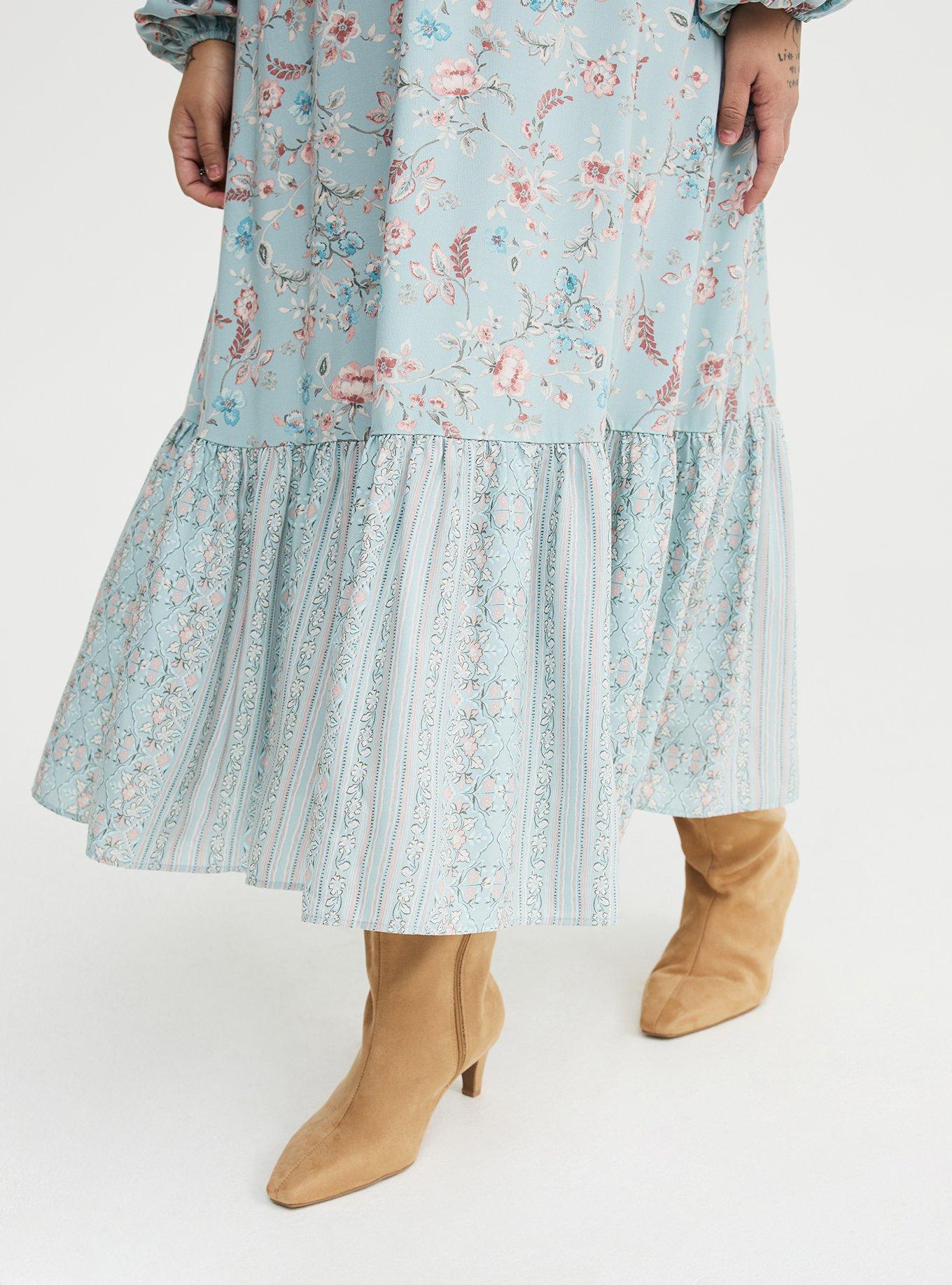 Blouson Sleeve Tiered Maxi Dress, TENDER JACOBEAN MINT, alternate