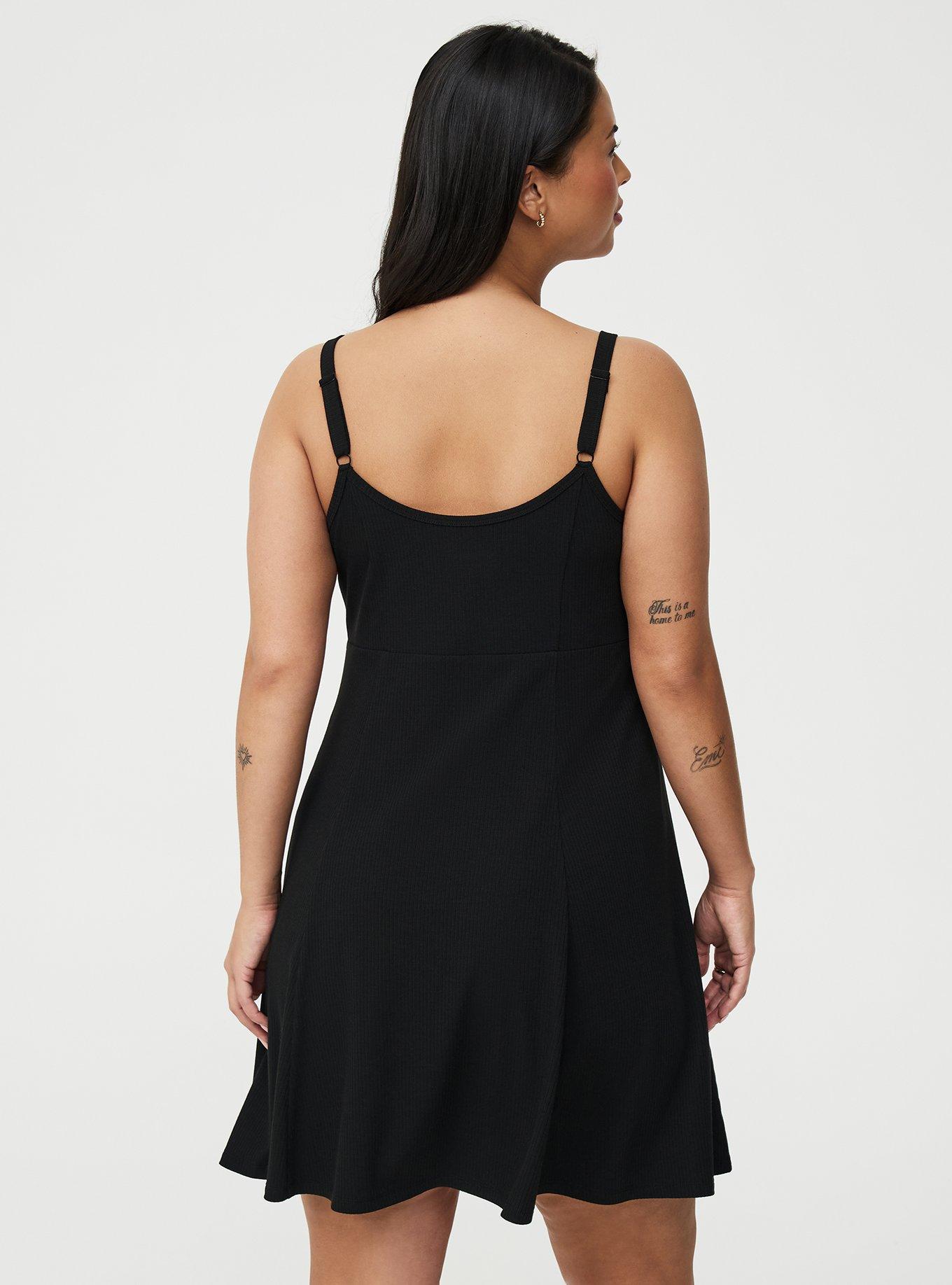 Scoop Neck Skater Mini Dress, DEEP BLACK, alternate
