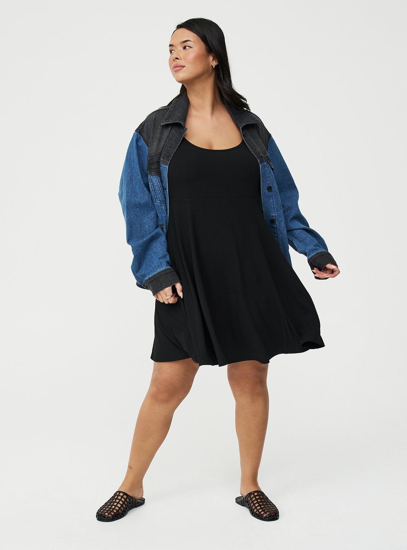 Scoop Neck Skater Mini Dress, DEEP BLACK, alternate