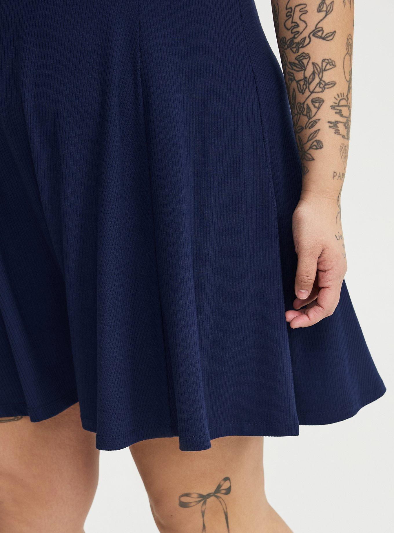 Scoop Neck Skater Mini Dress, PEACOAT, alternate