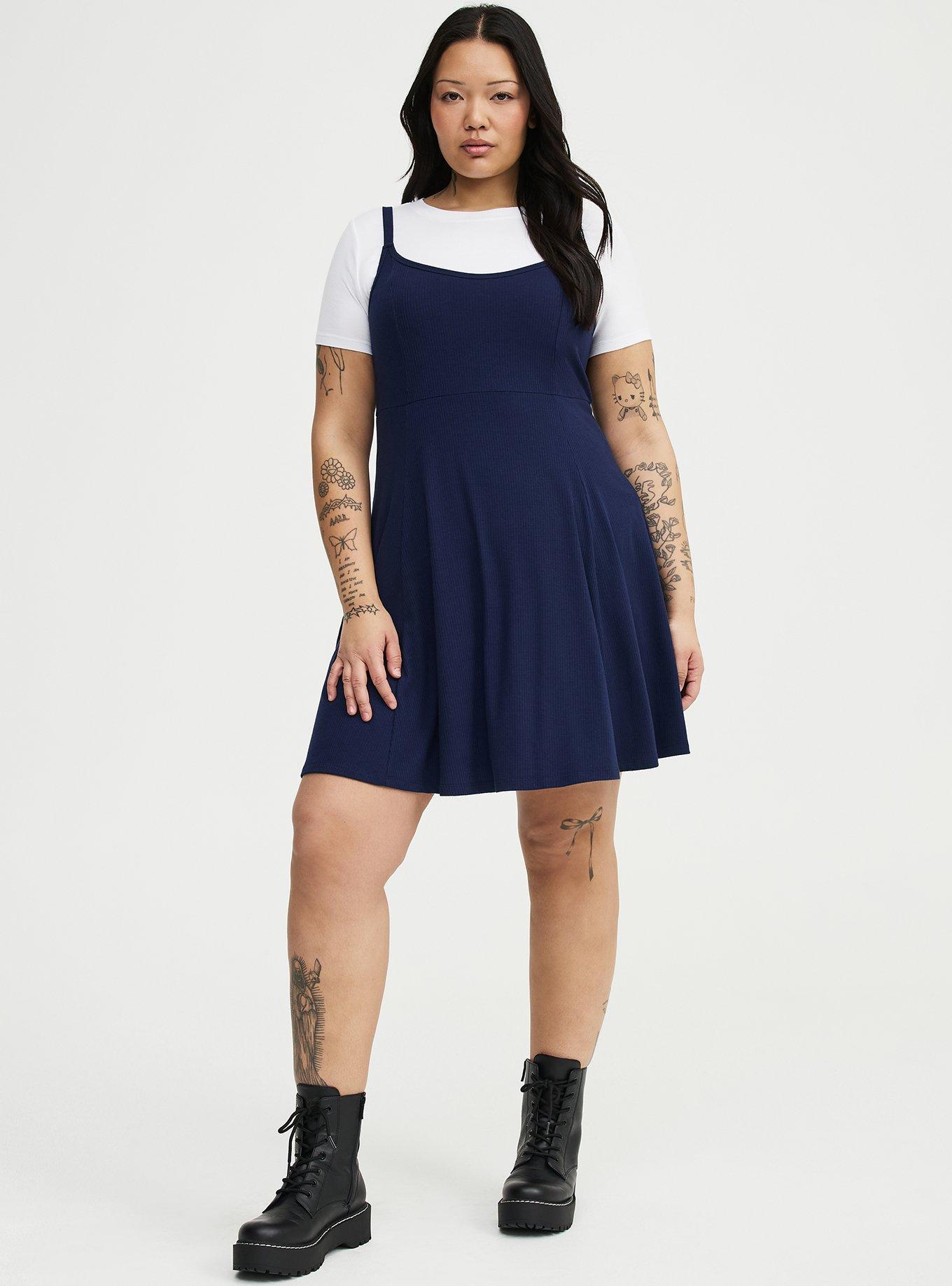 Scoop Neck Skater Mini Dress, PEACOAT, alternate