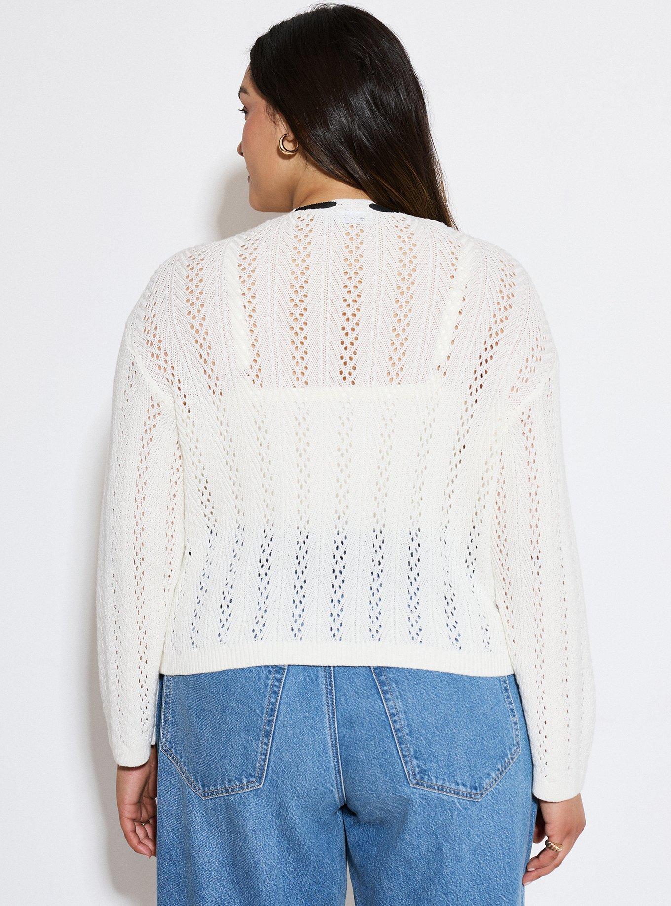 LoveSick Slotted Ribbon  Cardigan, CLOUD DANCER, alternate