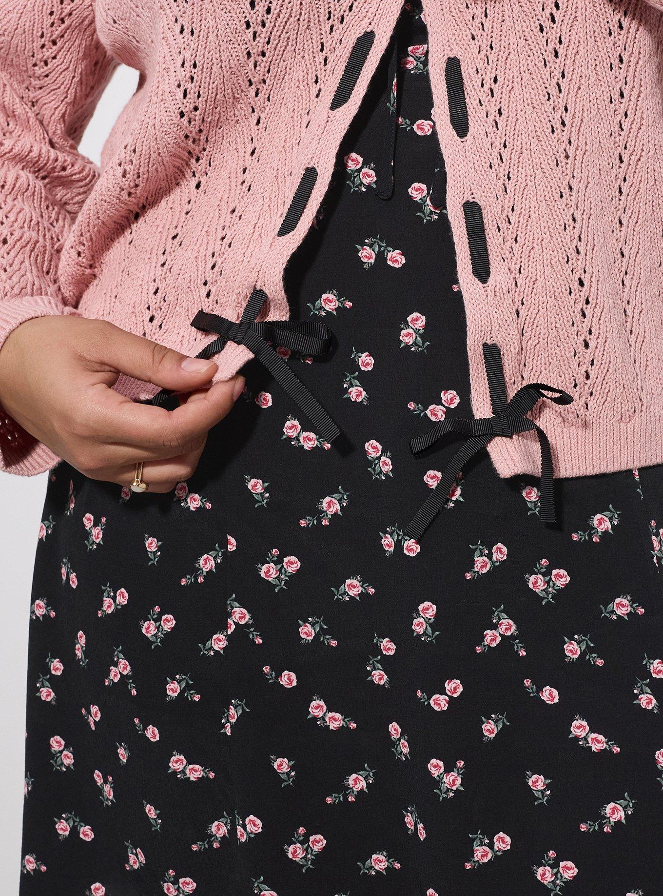 LoveSick Slotted Ribbon  Cardigan, SILVER PINK, alternate