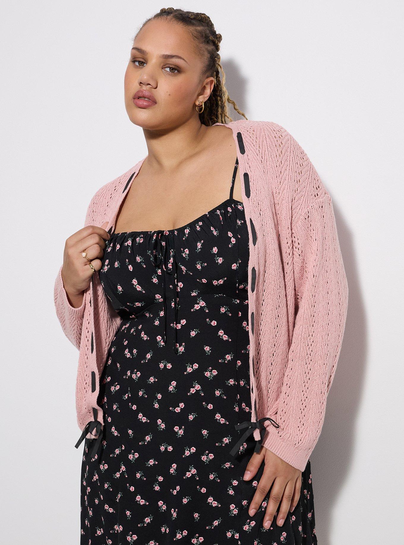 LoveSick Slotted Ribbon  Cardigan, SILVER PINK, alternate