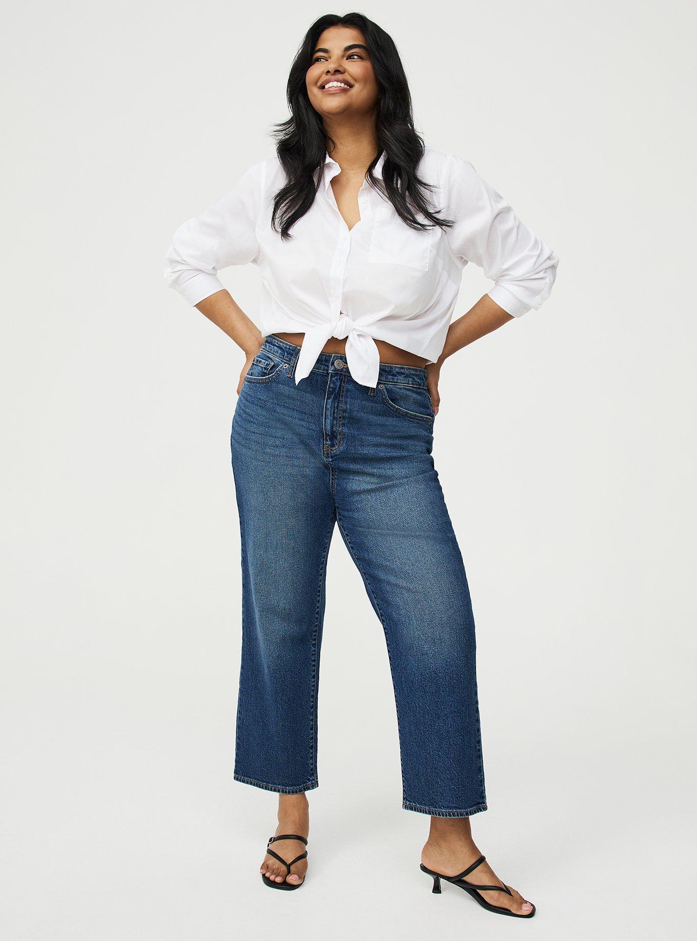 what is holiday dress attire Shop High Rise Classic Straight Jeans with Slight Destruction DARK / 1(25) main image 0