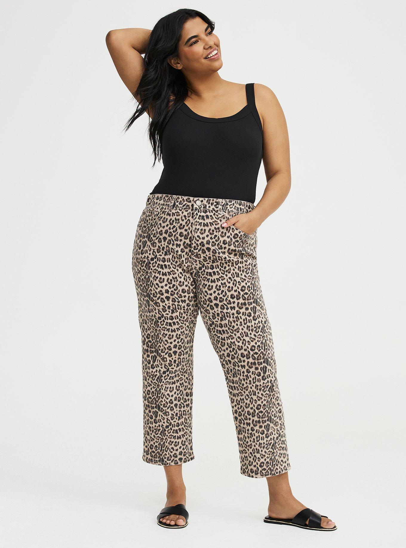 High-Rise Straight Ankle Jean, TAN LEOPARD, hi-res