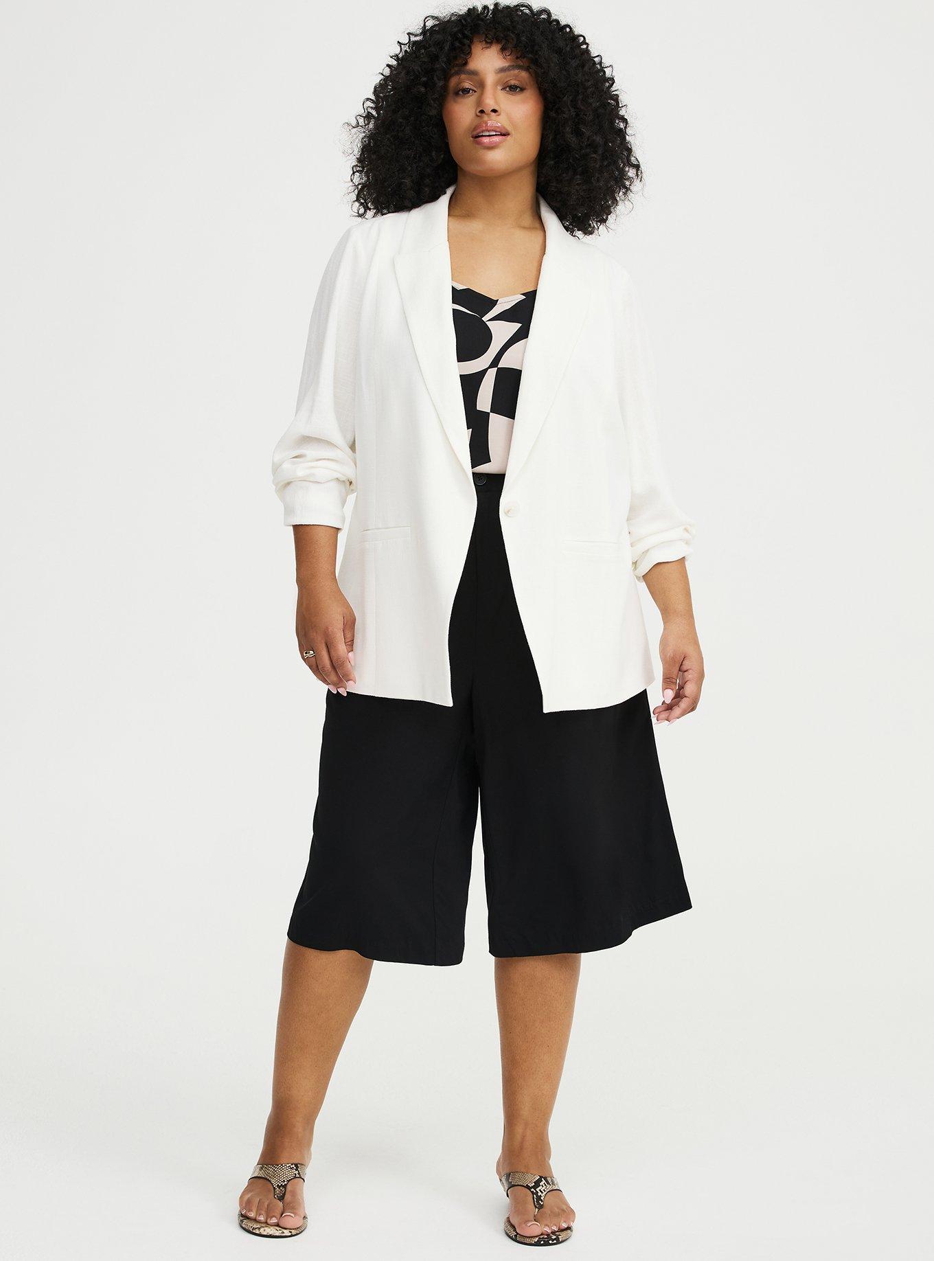 Classic Linen-Blend Blazer, BLANC DE BLANC, alternate