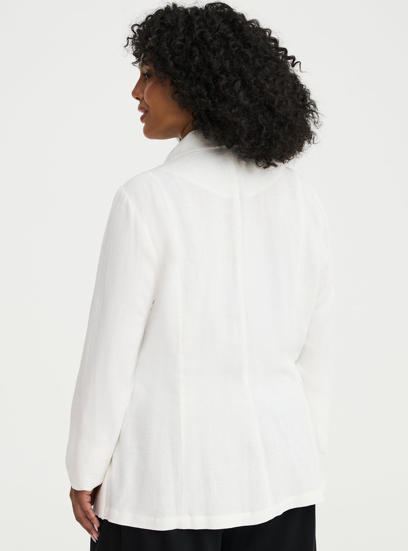 Classic Linen-Blend Blazer, BLANC DE BLANC, alternate