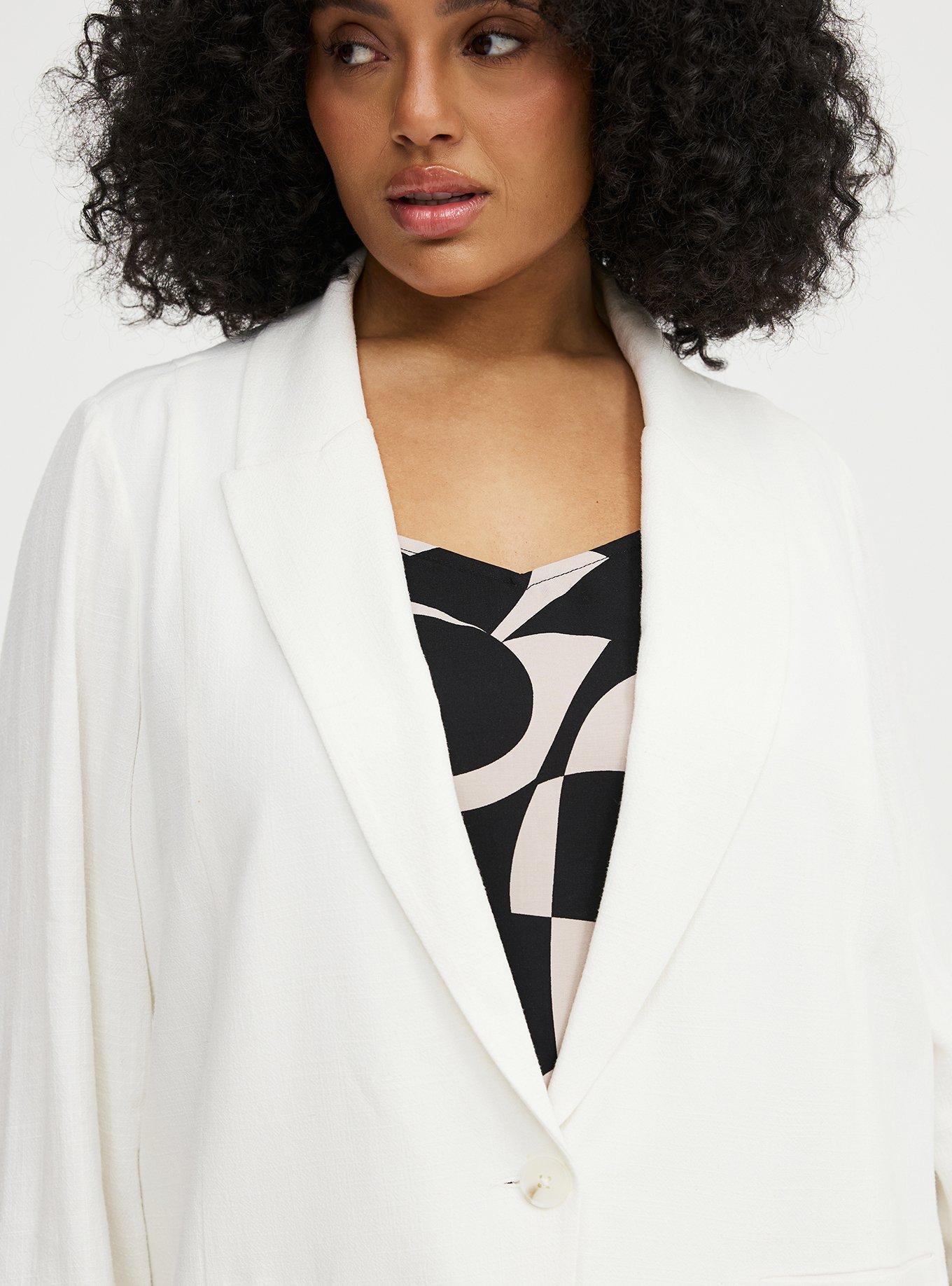 Classic Linen-Blend Blazer, BLANC DE BLANC, alternate
