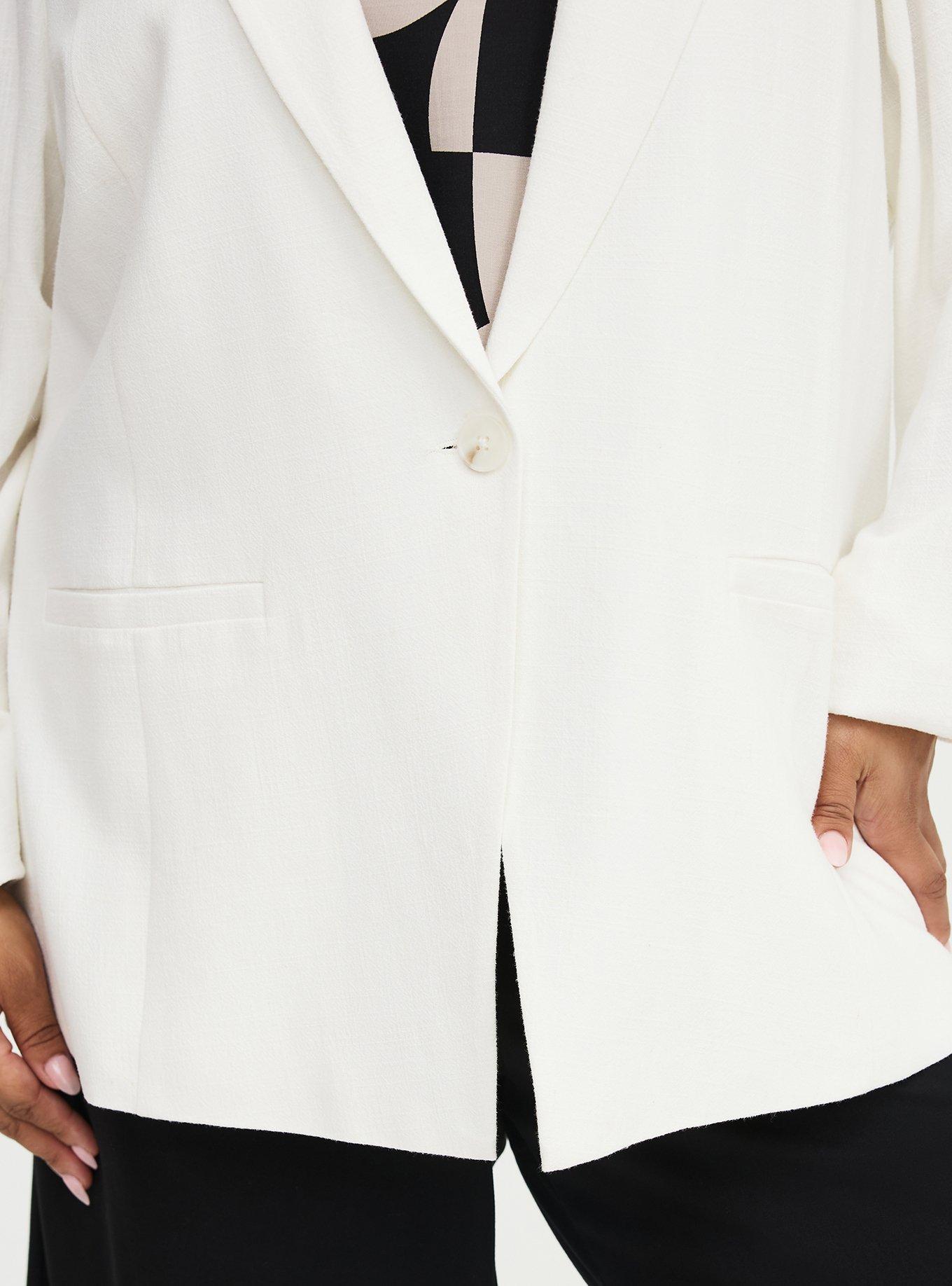 Classic Linen-Blend Blazer, BLANC DE BLANC, alternate