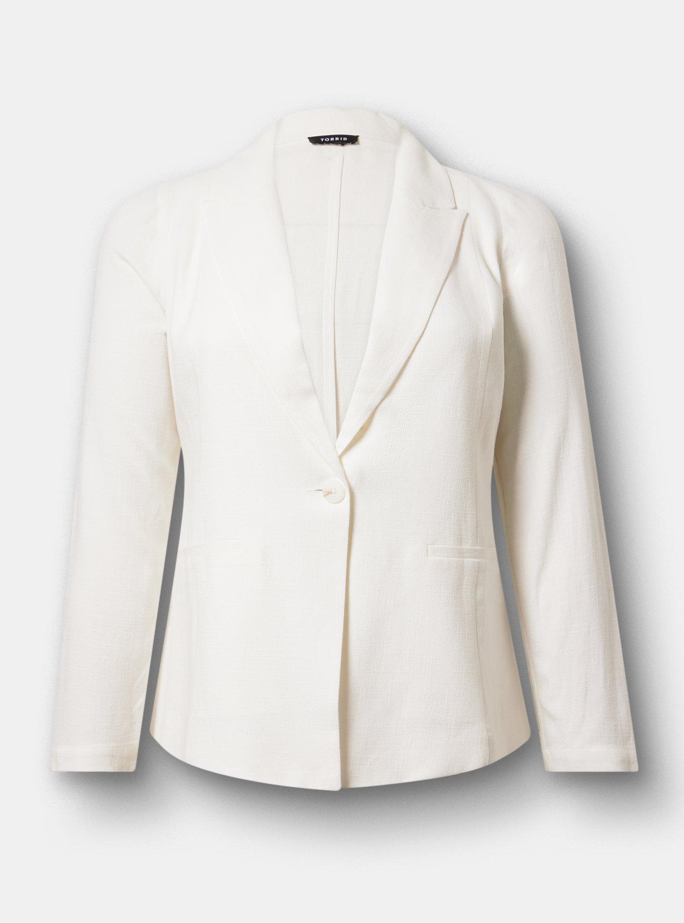 Classic Linen-Blend Blazer, BLANC DE BLANC, hi-res