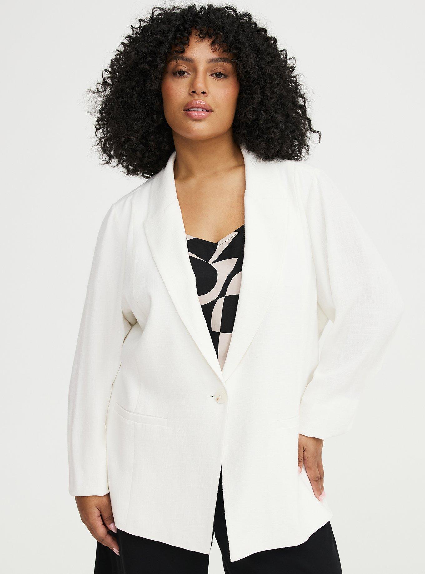 Plus Size Relaxed Blazer, BLANC DE BLANC, hi-res