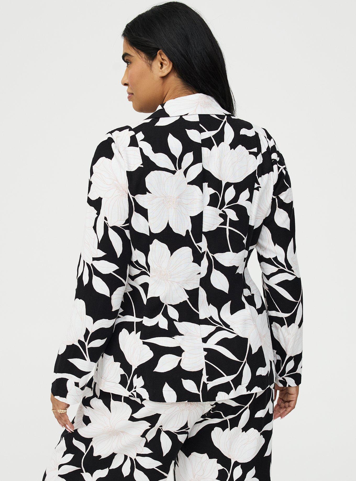 Classic Linen-Blend Blazer, BLUEPRINT FLORAL BLACK, alternate