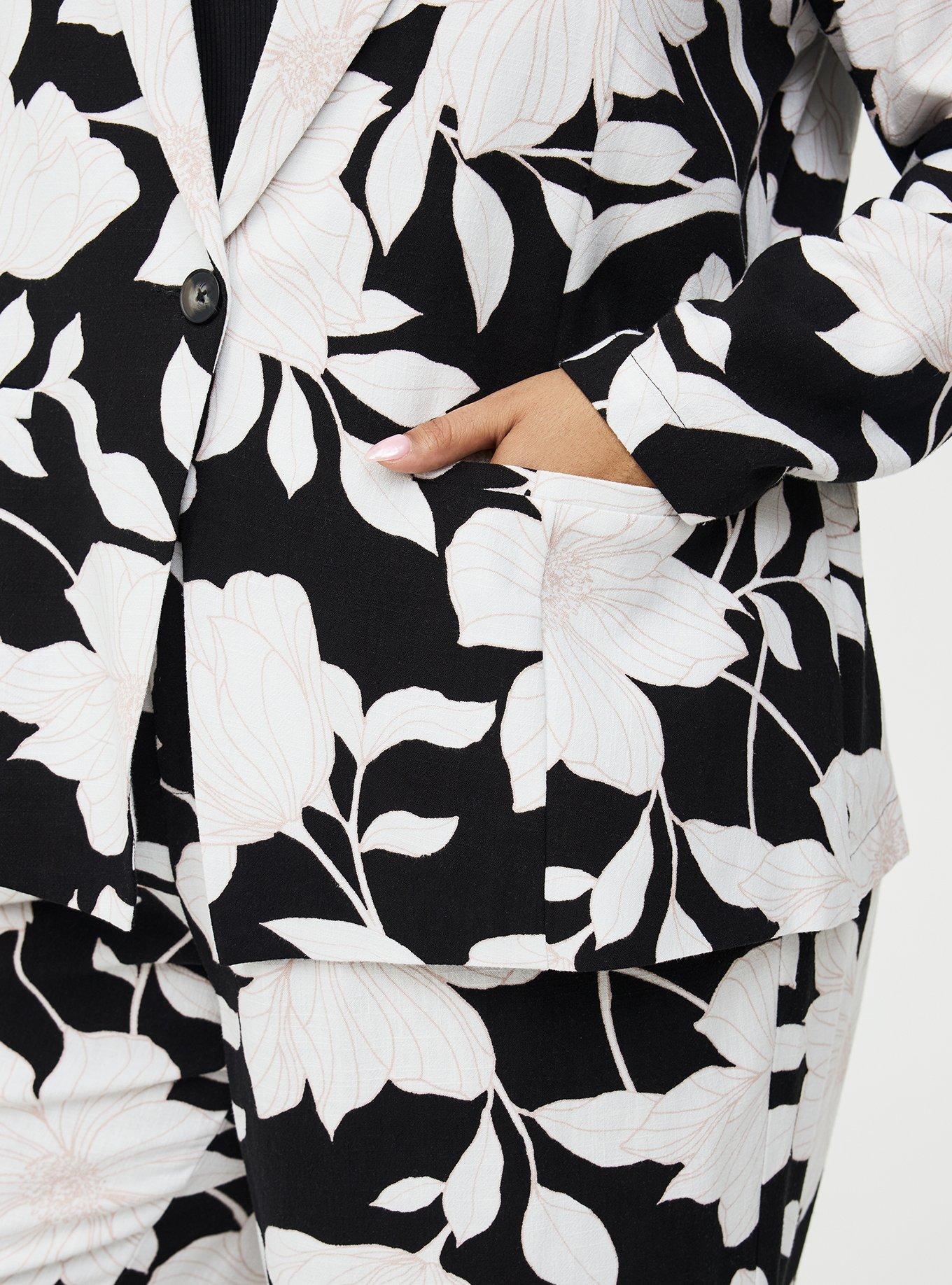 Classic Linen-Blend Blazer, BLUEPRINT FLORAL BLACK, alternate