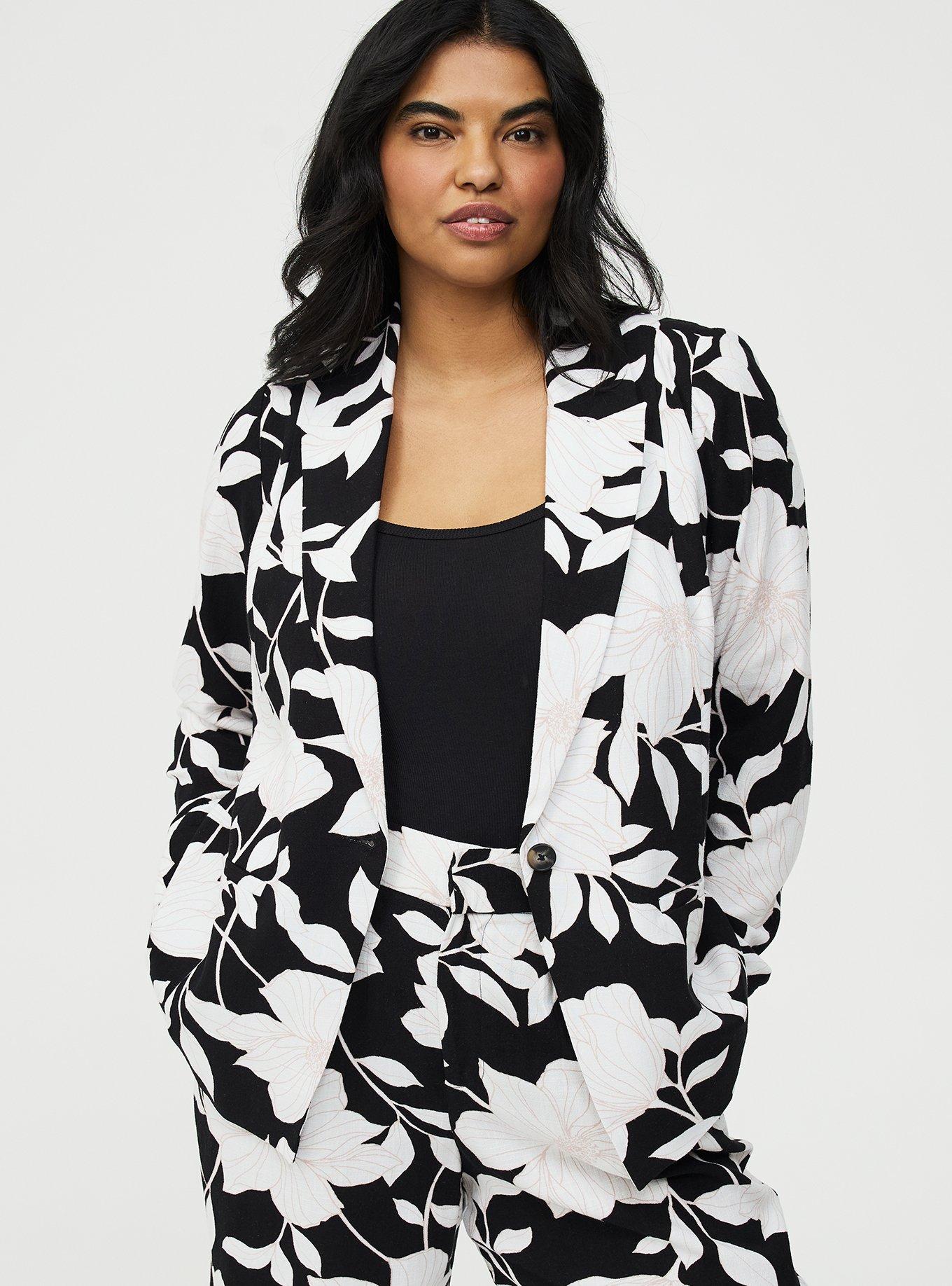 Plus Size Relaxed Blazer, BLUEPRINT FLORAL BLACK, hi-res
