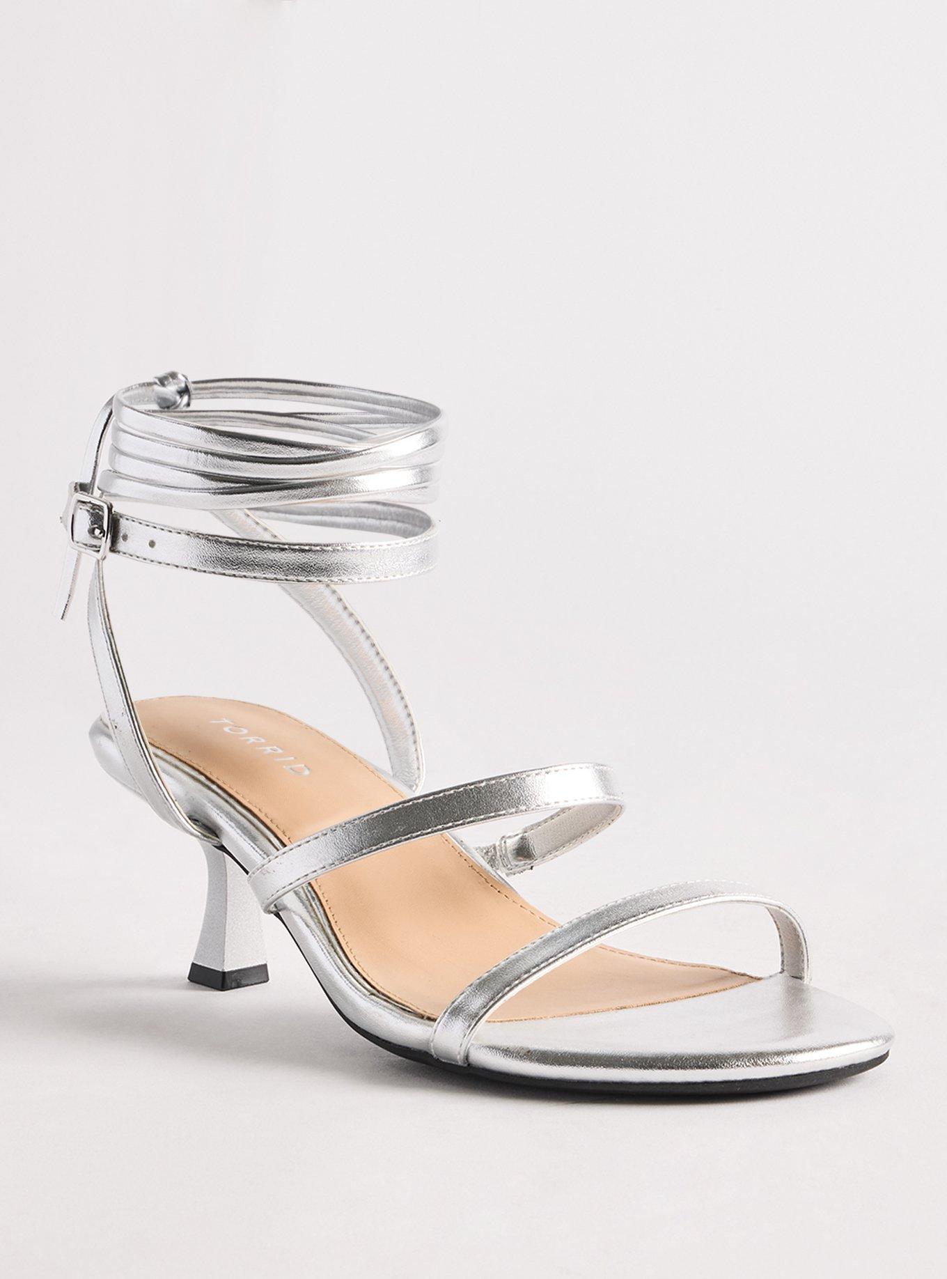 Strappy Wrap Heeled Sandal (WW), SILVER, hi-res