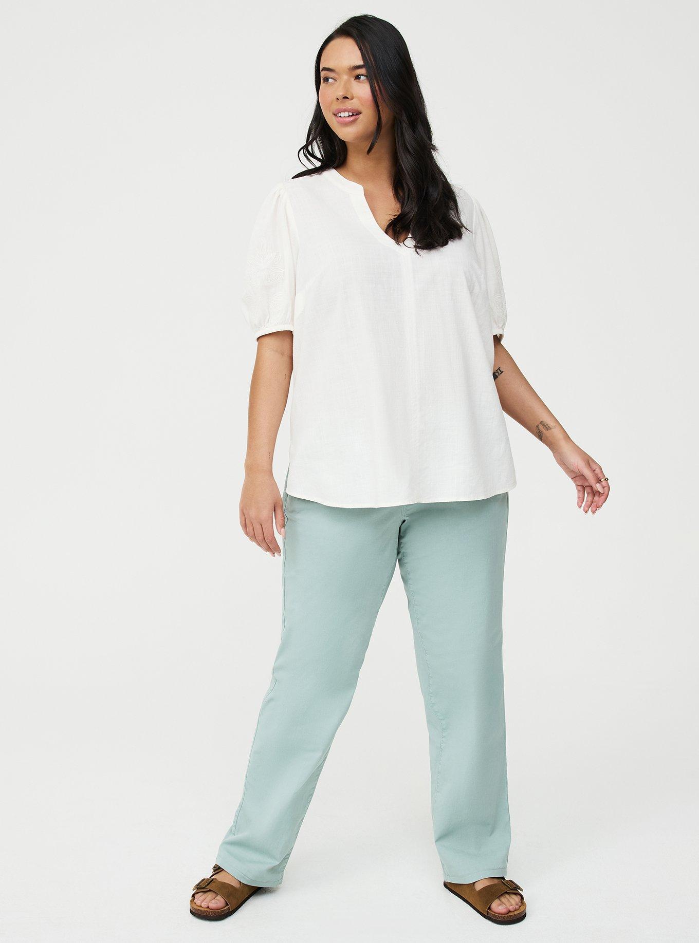 Puff Sleeve Top with Embroidery, WHISPER WHITE, alternate