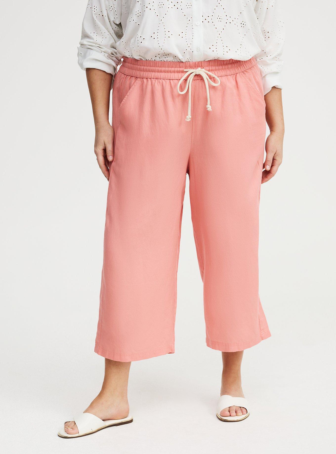 High-Rise Wide Leg  Linen-Blend Crop Pant, LANTANA, alternate