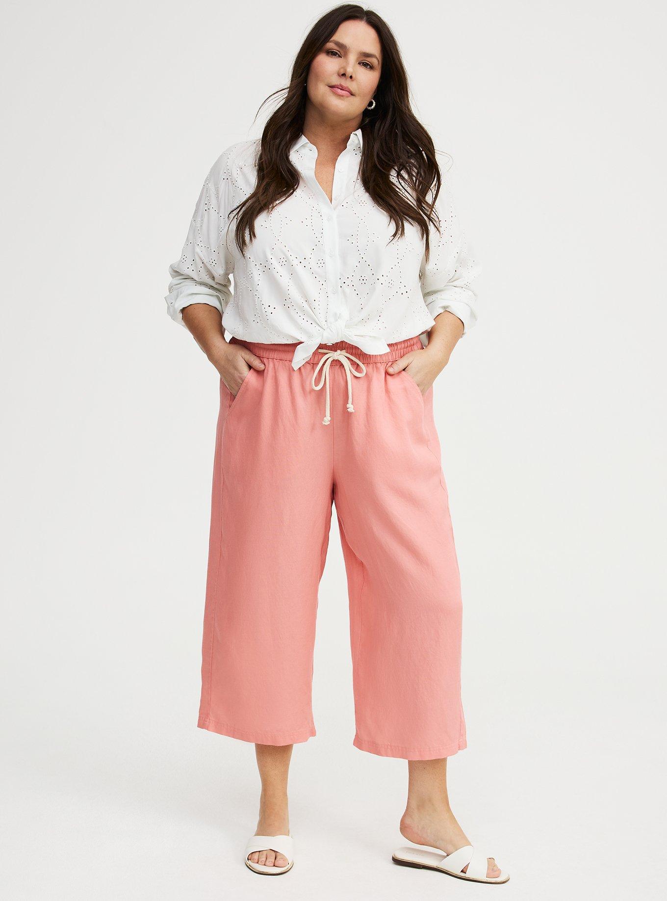High-Rise Wide Leg  Linen-Blend Crop Pant, LANTANA, alternate