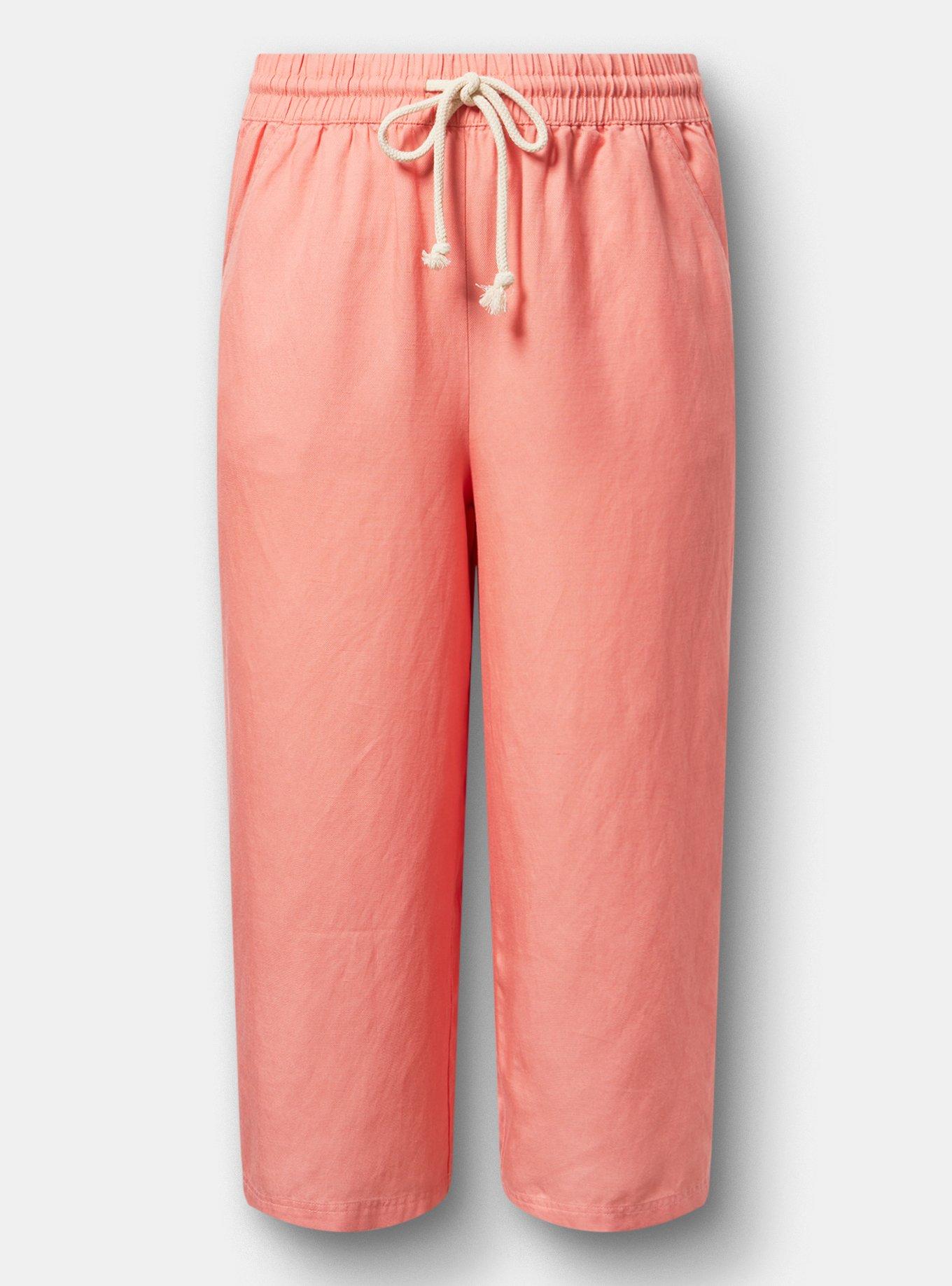 High-Rise Wide Leg  Linen-Blend Crop Pant, LANTANA, hi-res