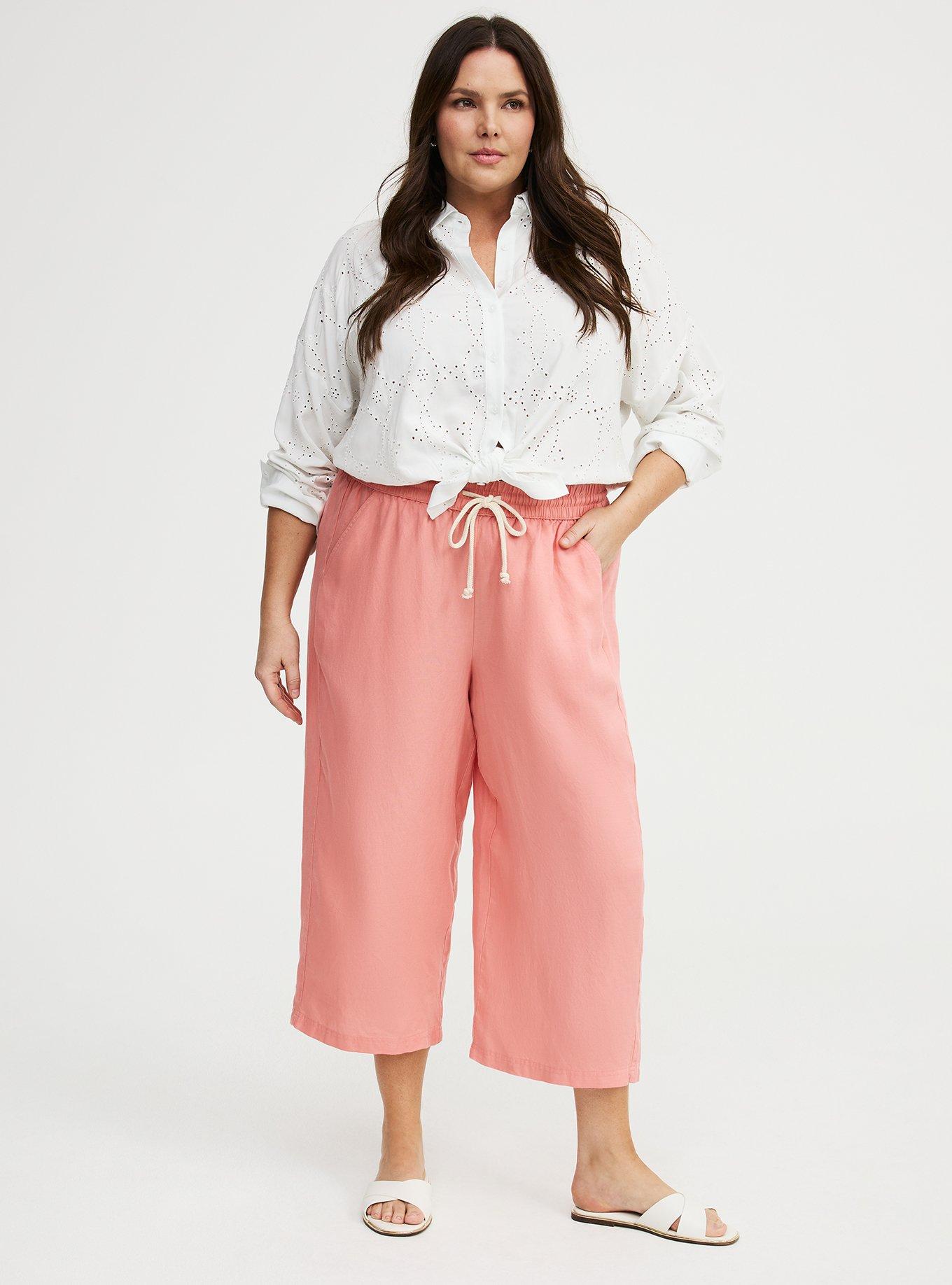High-Rise Wide Leg  Linen-Blend Crop Pant, LANTANA, hi-res