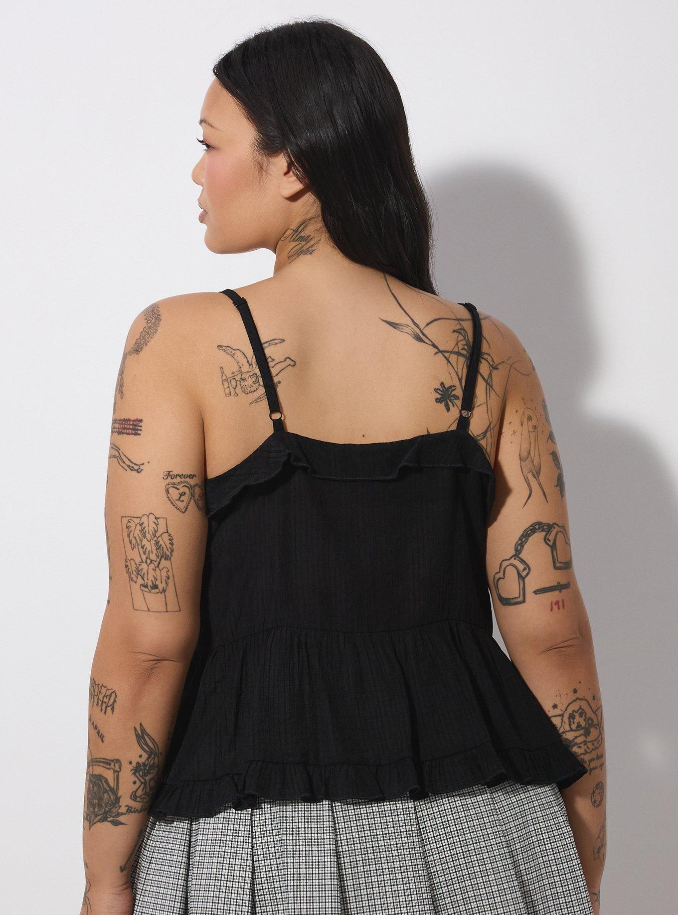 LoveSick Tie Front Tiered Flyaway Cami, DEEP BLACK, alternate