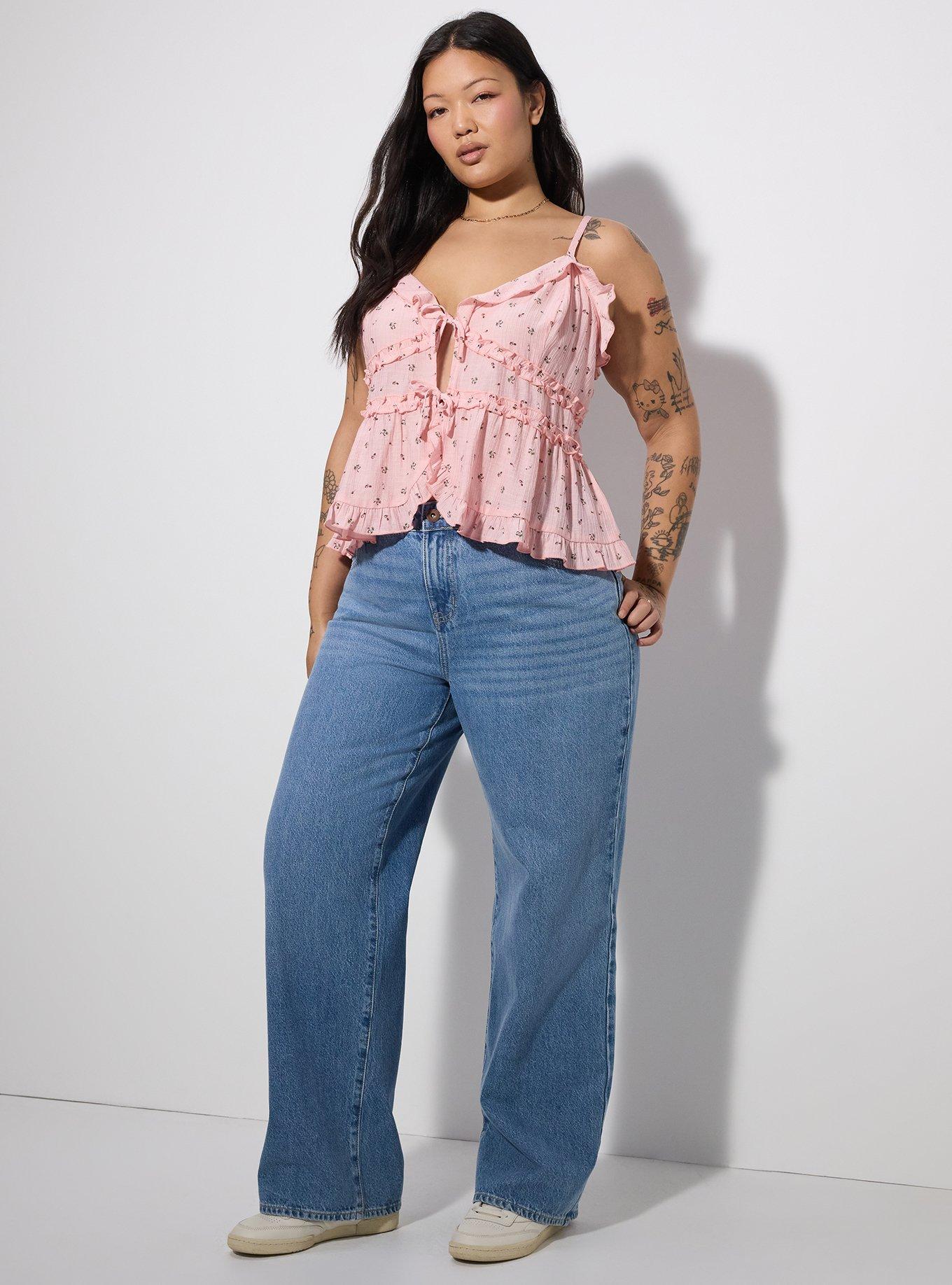 LoveSick Tie Front Tiered Flyaway Cami, PLUTO FLORAL PINK, alternate