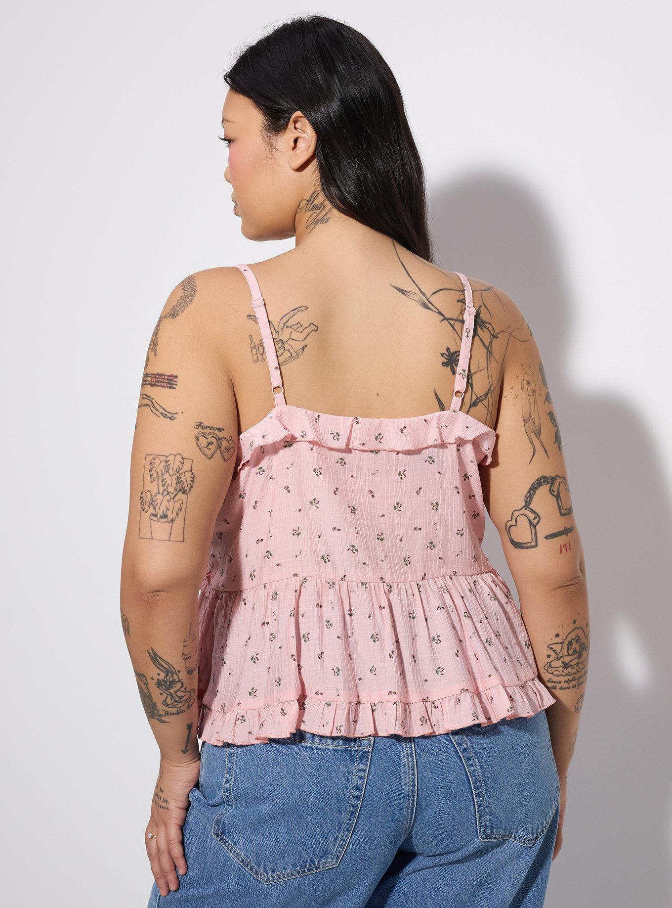 LoveSick Tie Front Tiered Flyaway Cami, PLUTO FLORAL PINK, alternate