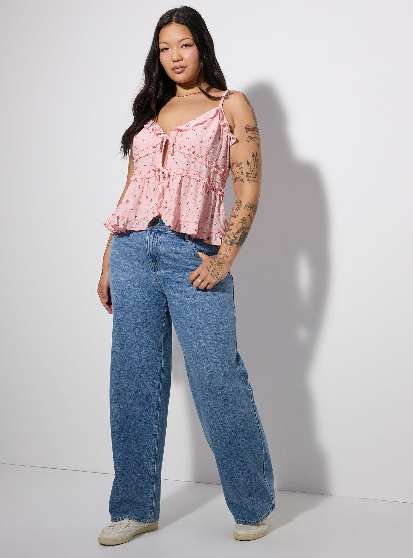 LoveSick Tie Front Tiered Flyaway Cami, PLUTO FLORAL PINK, alternate