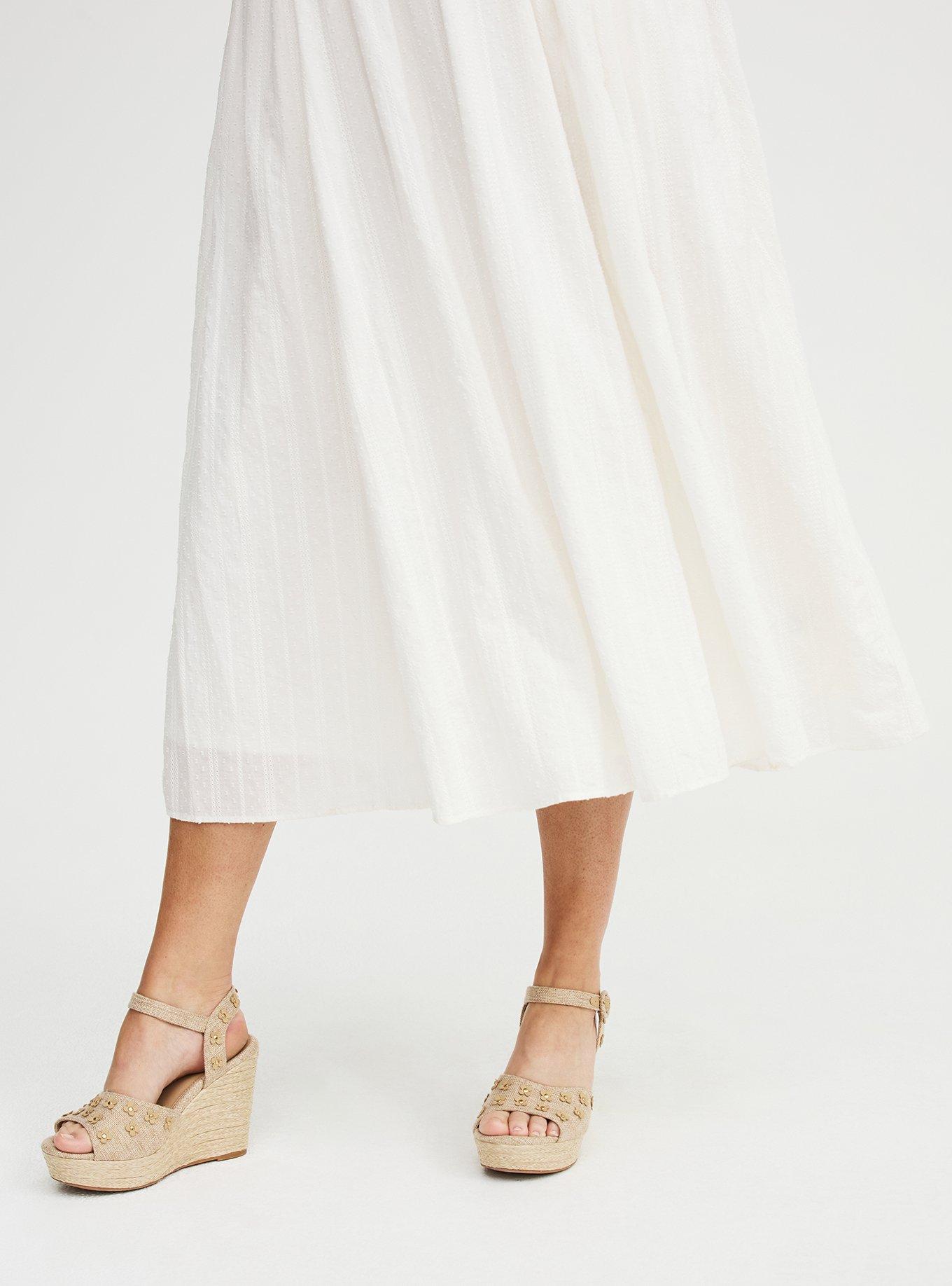 Square Neck Tea Length Dress, CLOUD DANCER, alternate