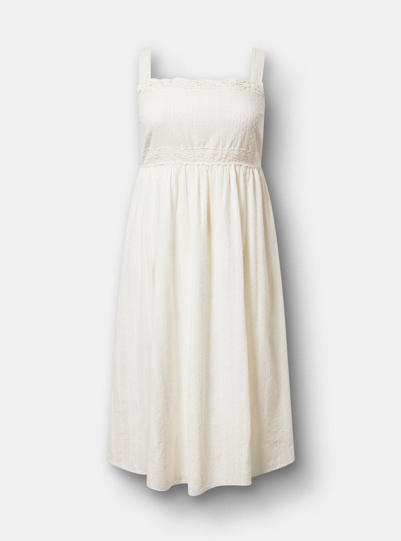 Square Neck Tea Length Dress, CLOUD DANCER, hi-res