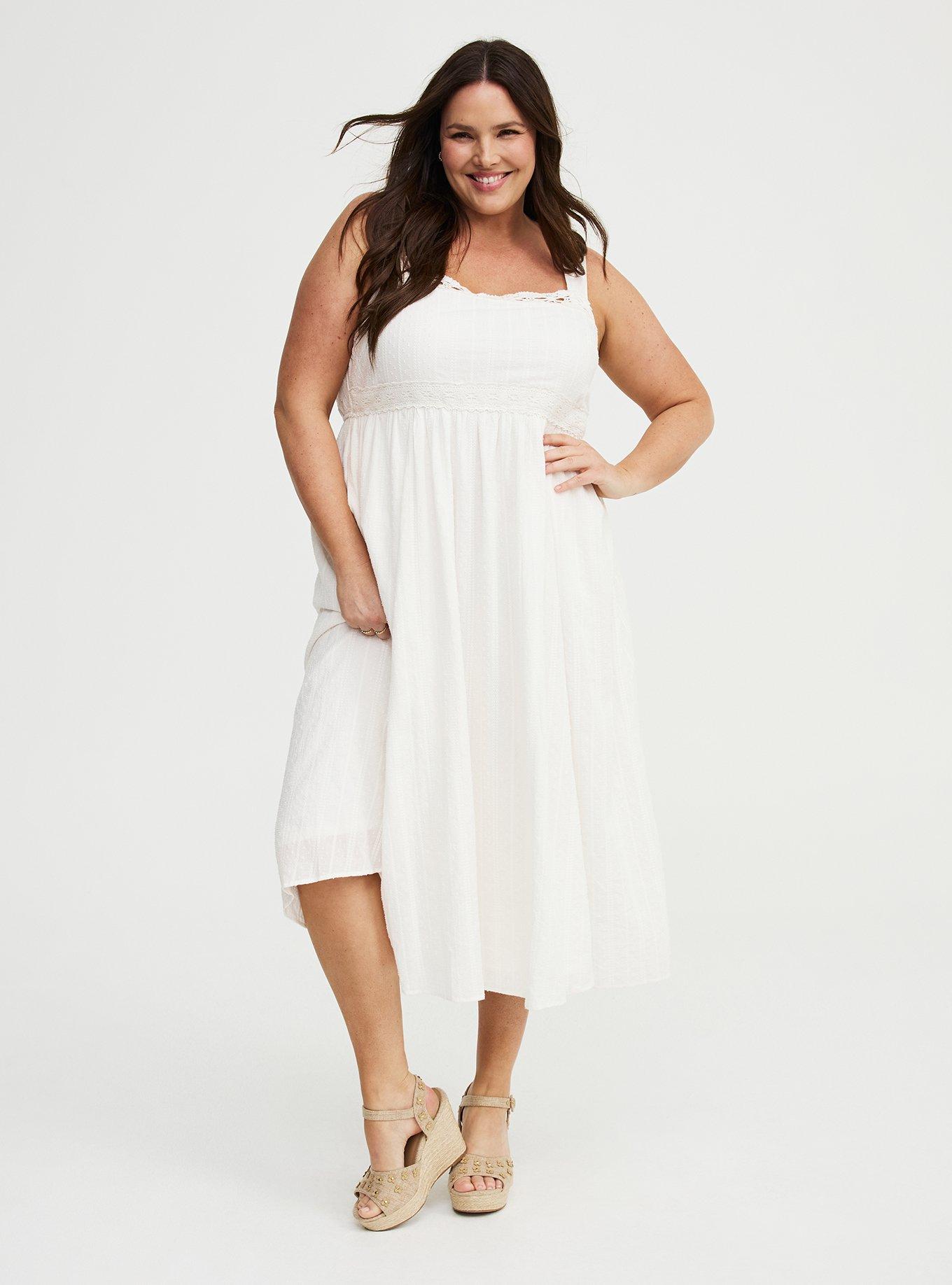 Square Neck Tea Length Dress, CLOUD DANCER, hi-res